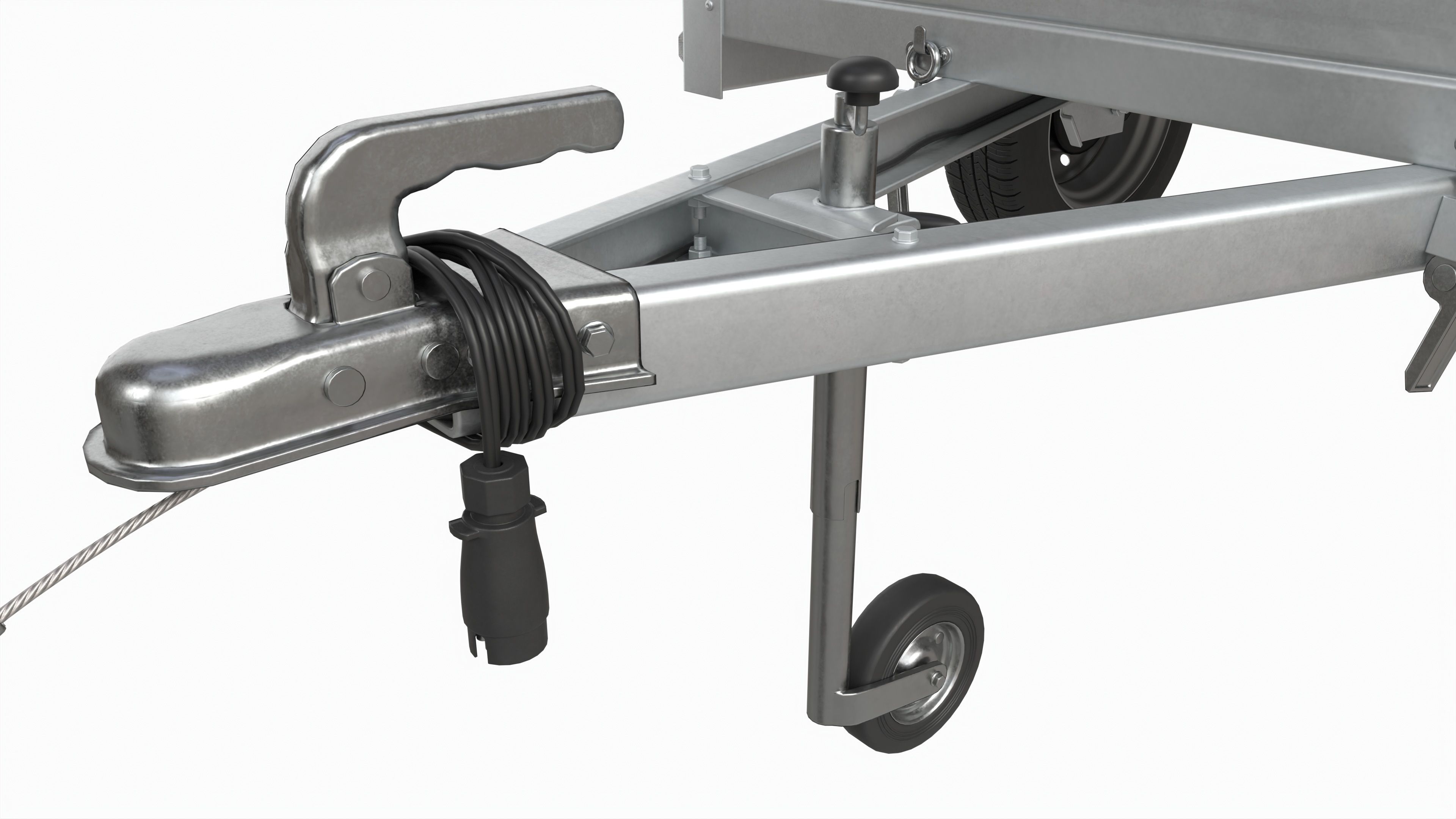 Single axle car trailer with jockey wheel 3D model_4