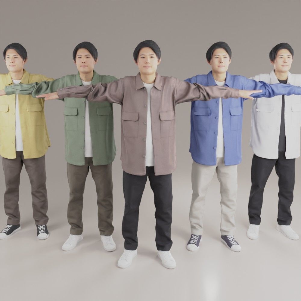 Asian man 133 Hiro Low-poly 3D model_6