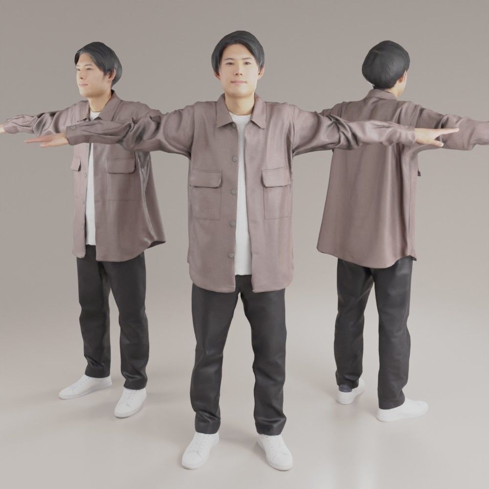 Asian man 133 Hiro Low-poly 3D model_2