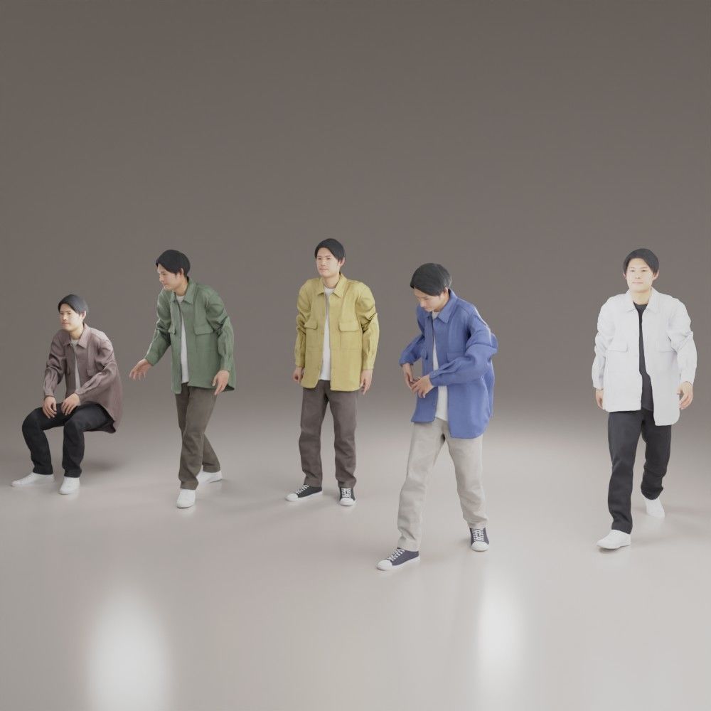 Asian man 133 Hiro Low-poly 3D model_7