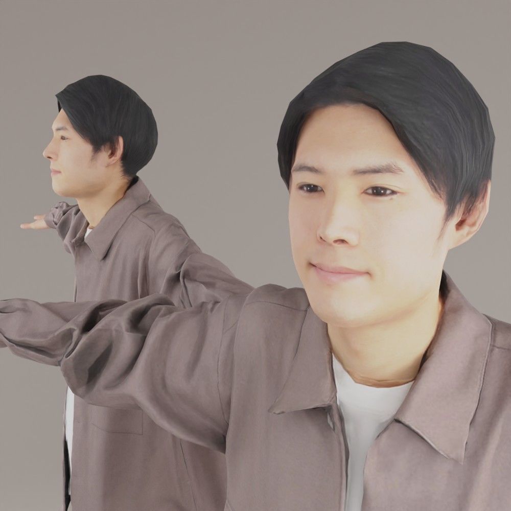 Asian man 133 Hiro Low-poly 3D model_4