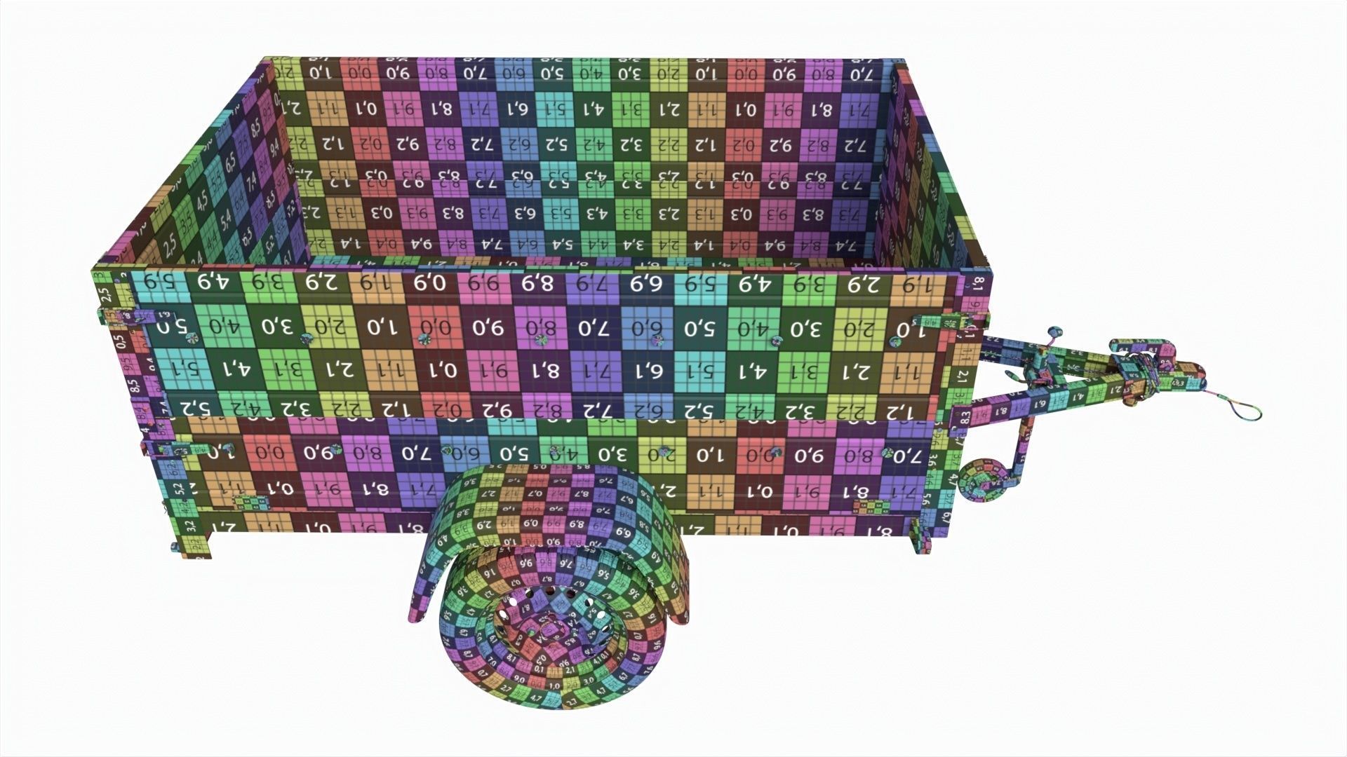 Single axle car trailer with extra walls jockey wheel 3D model_15