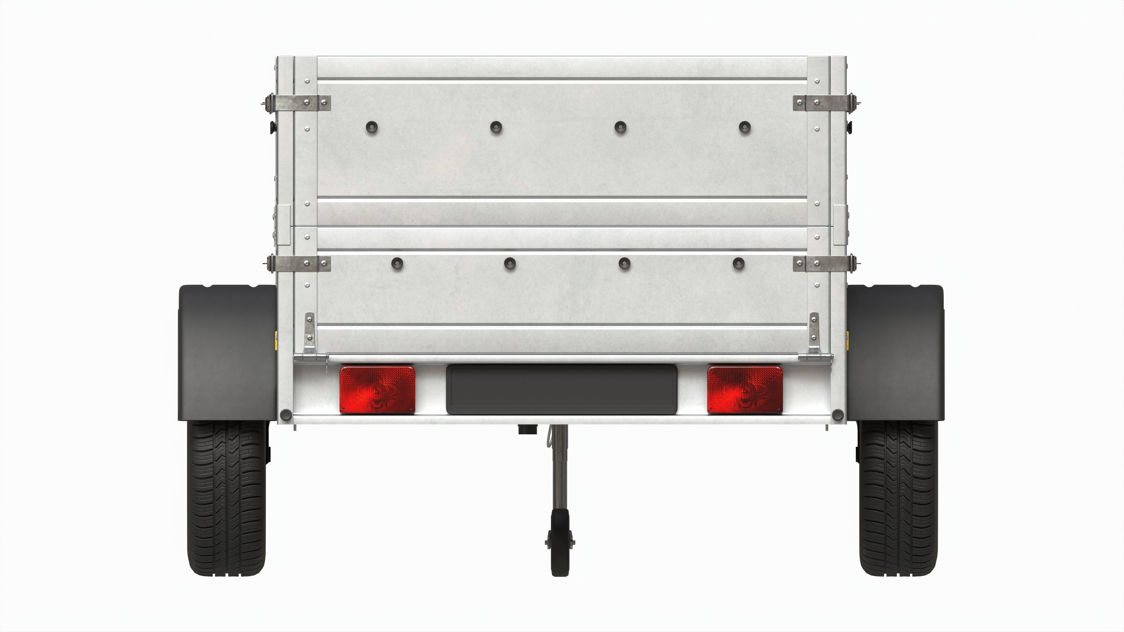 Single axle car trailer with extra walls jockey wheel 3D model_10