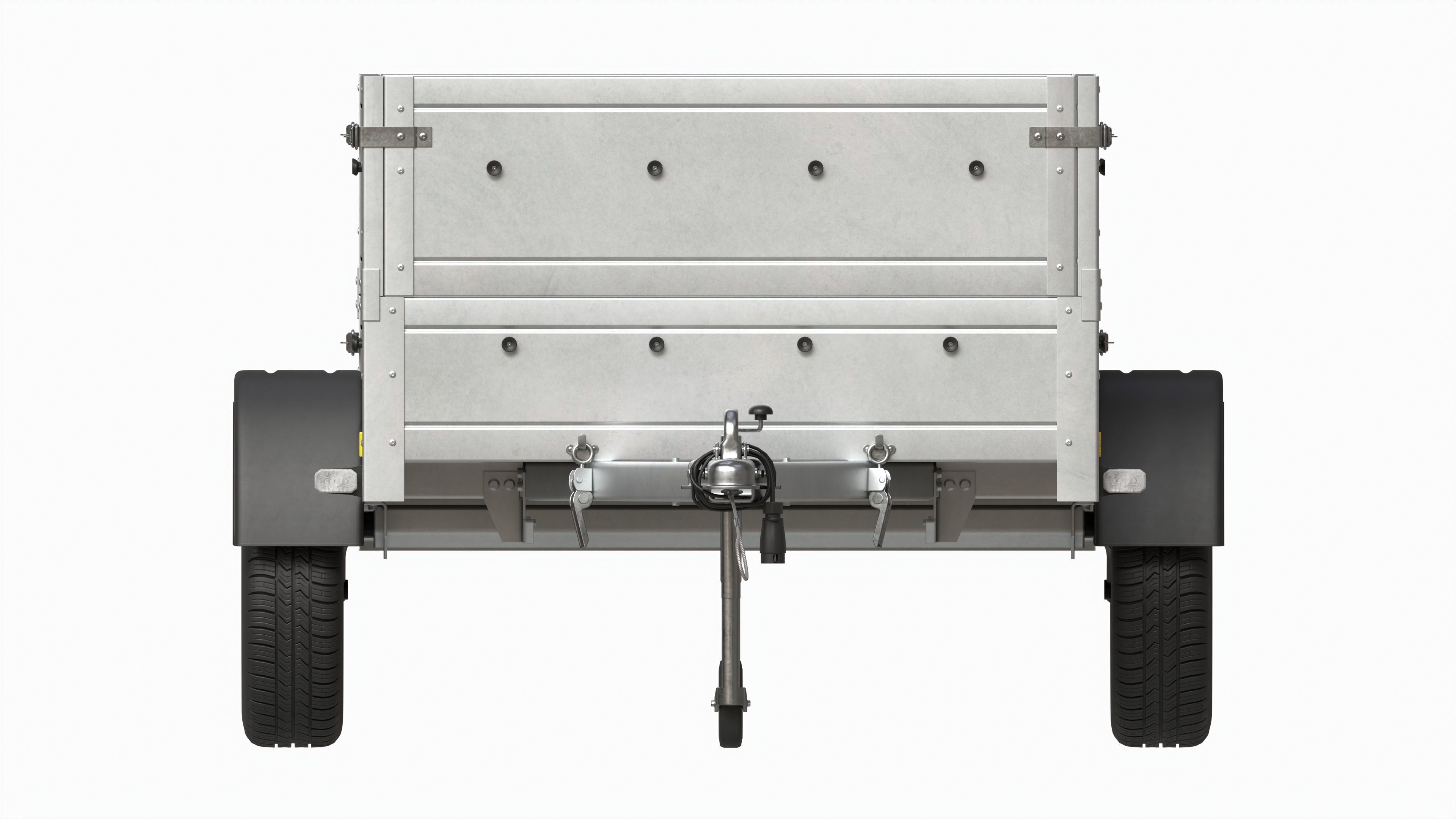 Single axle car trailer with extra walls jockey wheel 3D model_9