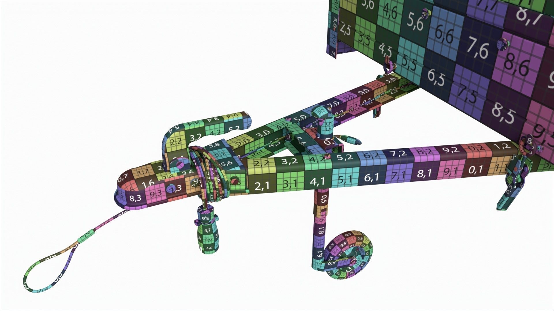 Single axle car trailer with extra walls jockey wheel 3D model_17