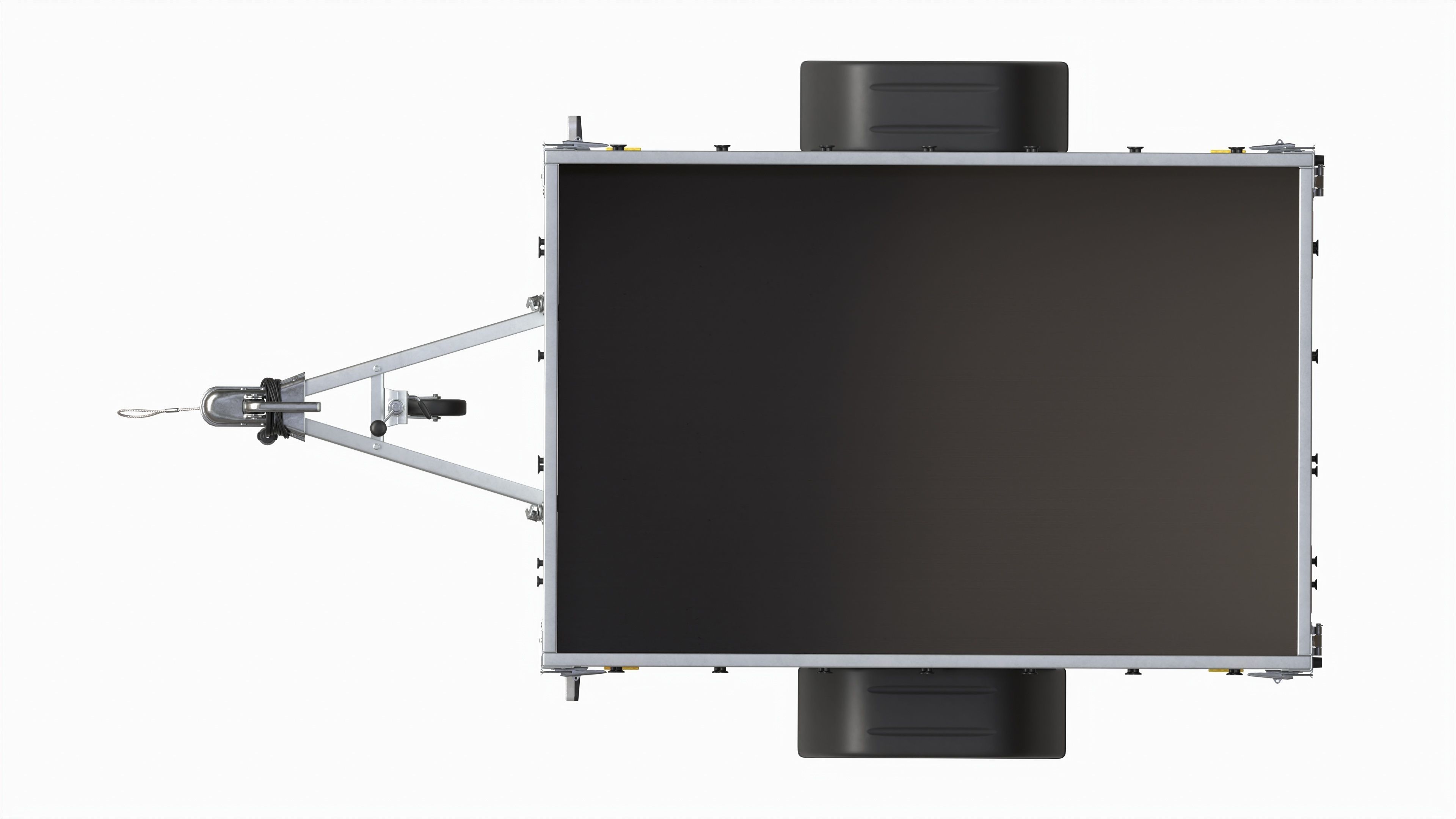 Single axle car trailer with extra walls jockey wheel 3D model_8