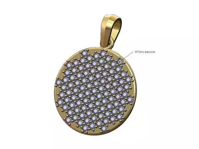 Round diamond coin pendant and charm