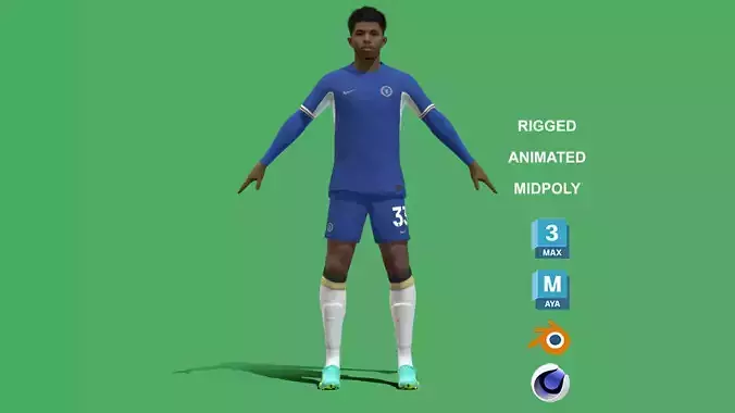 3D Rigged Wesley Fofana Chelsea 2024 3D model