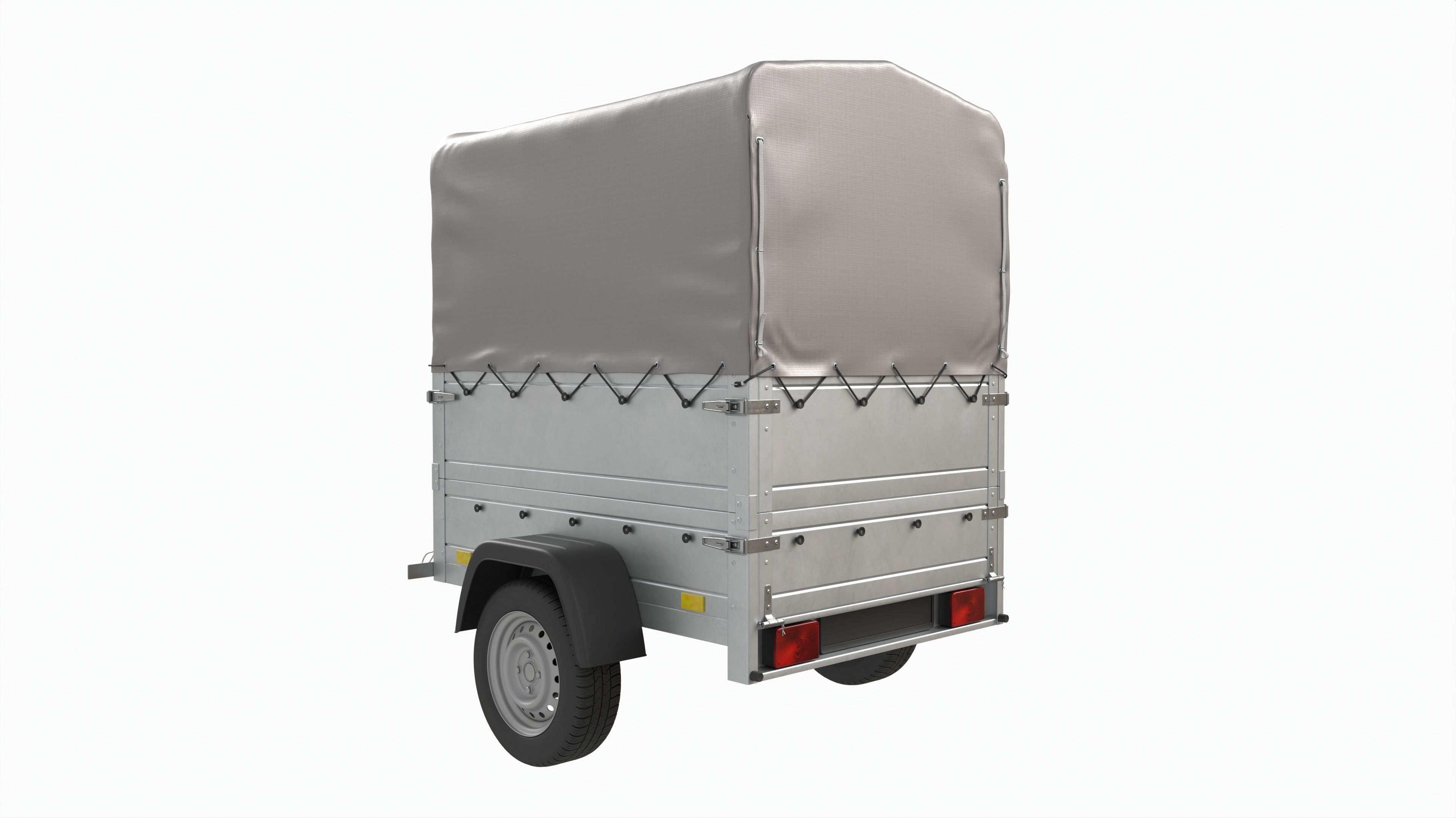 Single axle car trailer with extra walls cover high frame 3D model_3