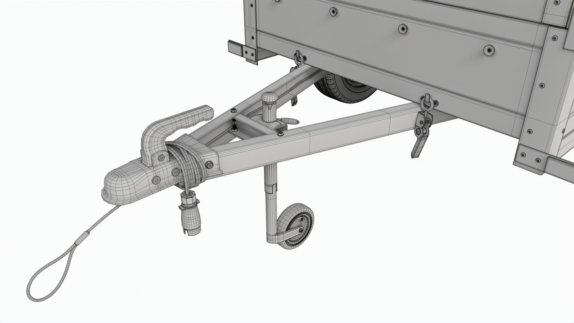 Single axle car trailer with extra walls cover high frame 3D model_14