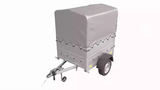 Single axle car trailer with extra walls cover high frame 3D model