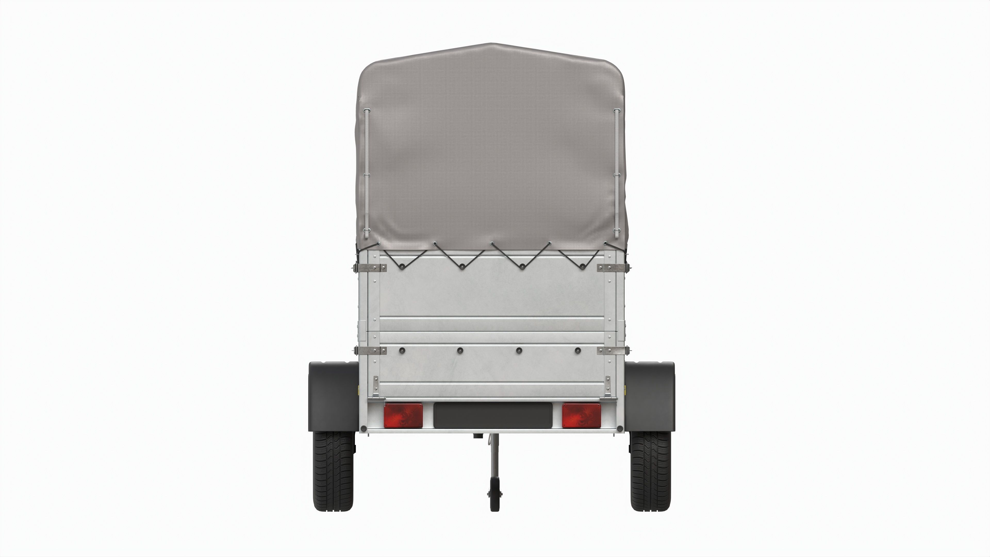 Single axle car trailer with extra walls cover high frame 3D model_11