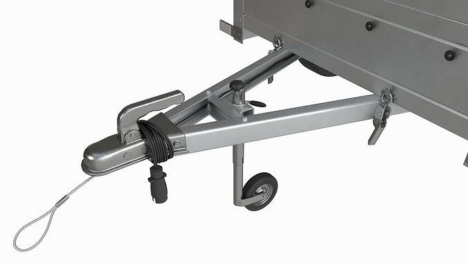 Single axle car trailer with extra walls cover high frame 3D model 7