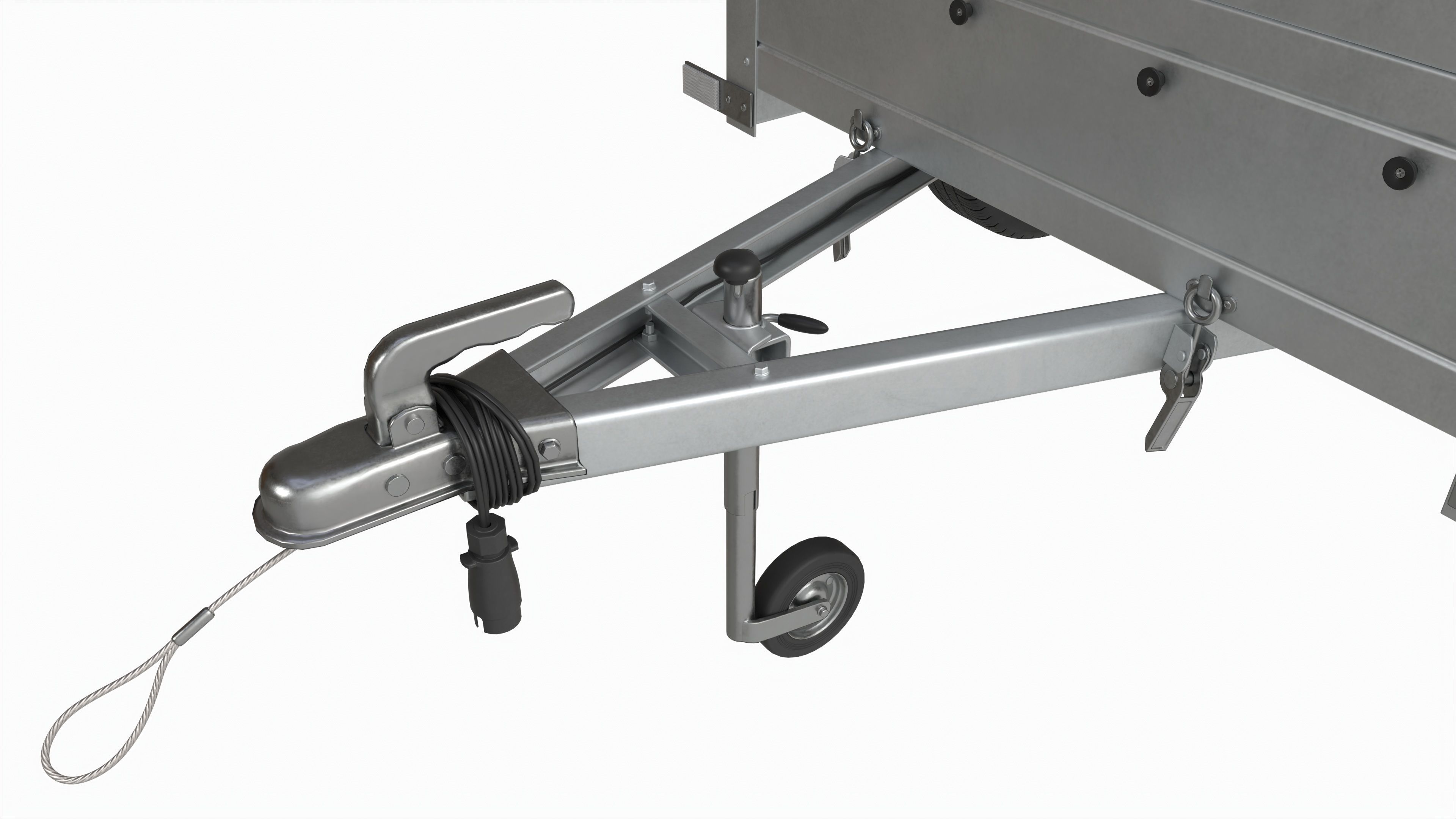 Single axle car trailer with extra walls cover high frame 3D model_6