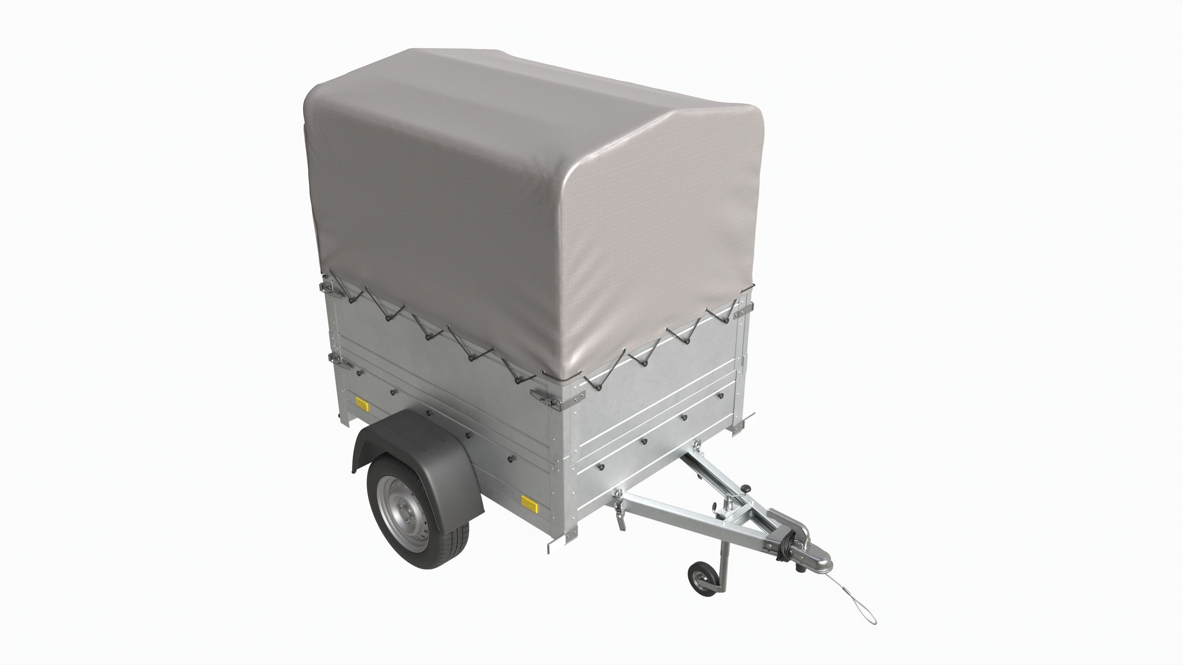 Single axle car trailer with extra walls cover high frame 3D model_1