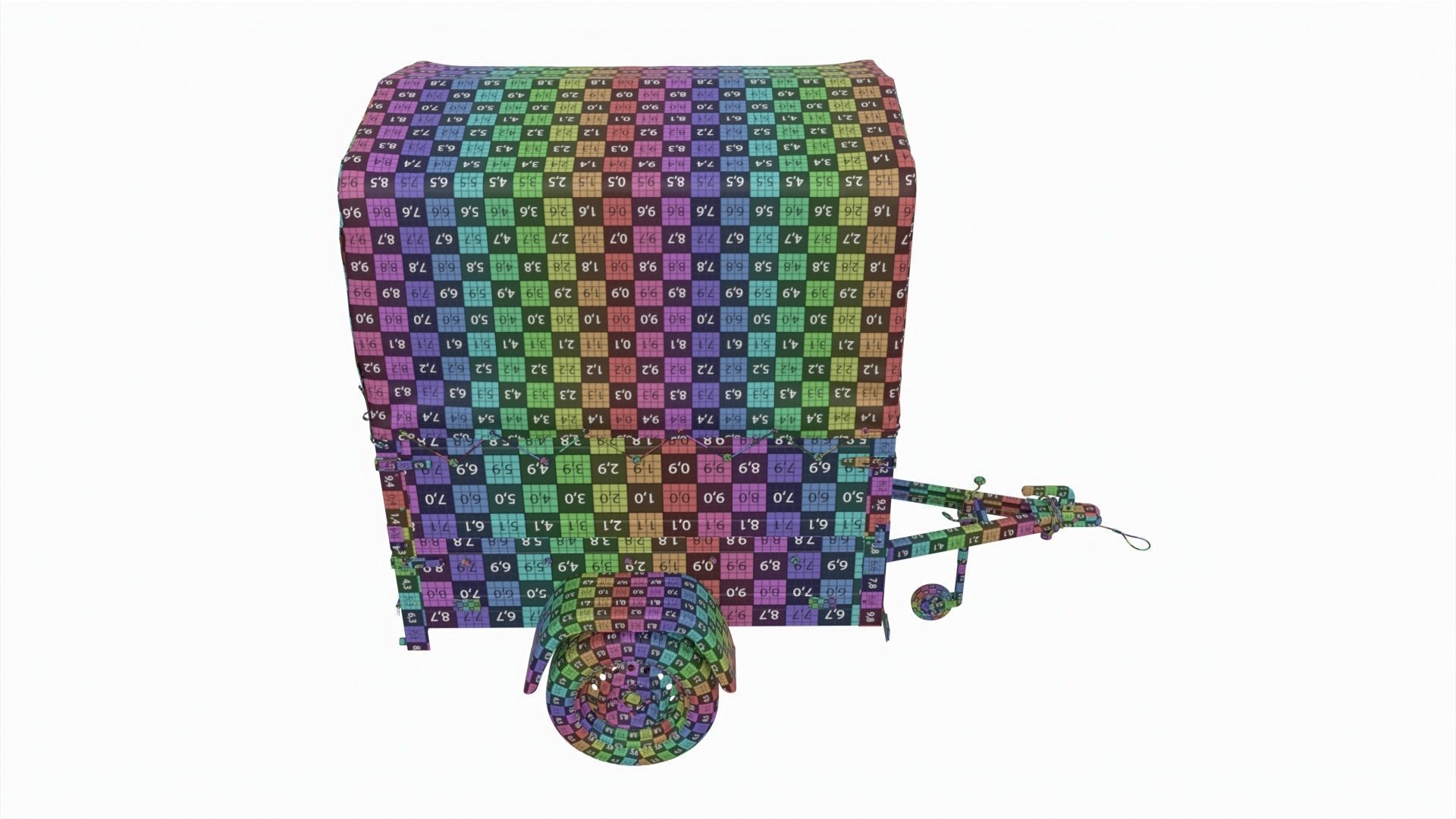 Single axle car trailer with extra walls cover high frame 3D model_16