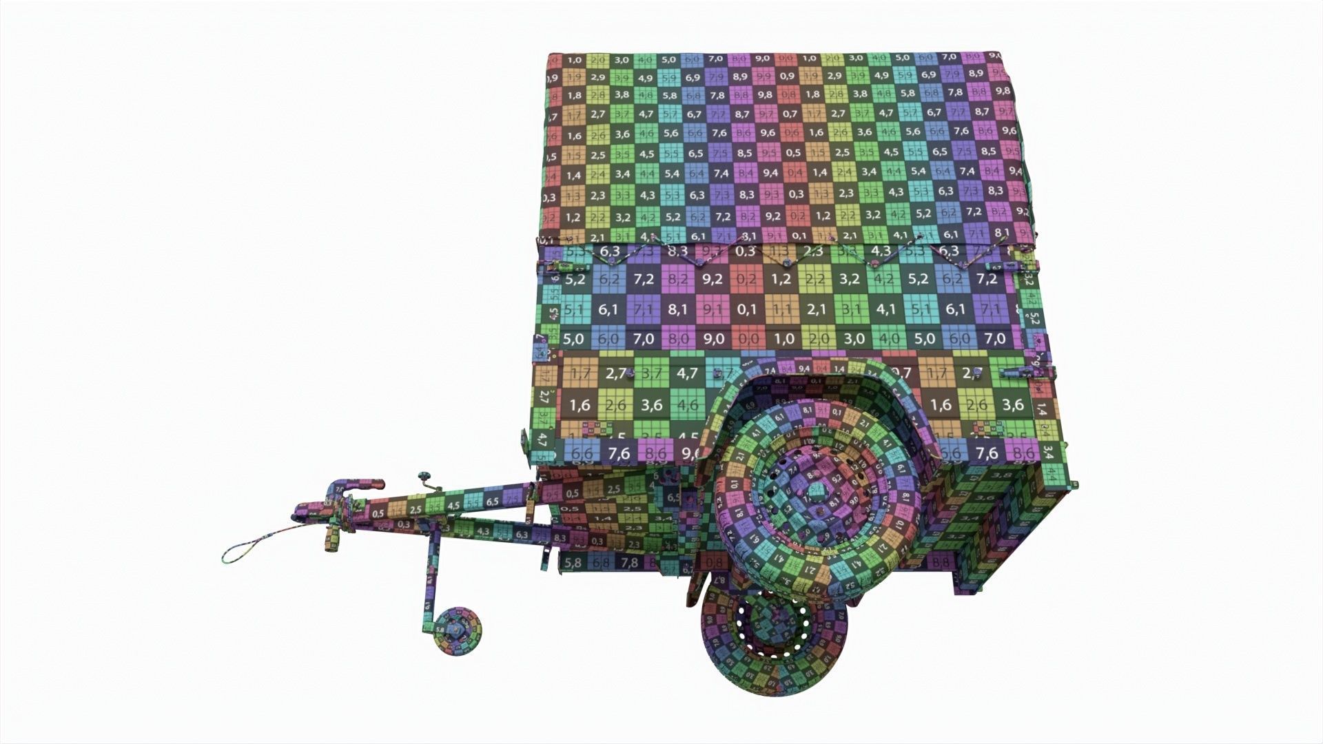 Single axle car trailer with extra walls cover high frame 3D model_17