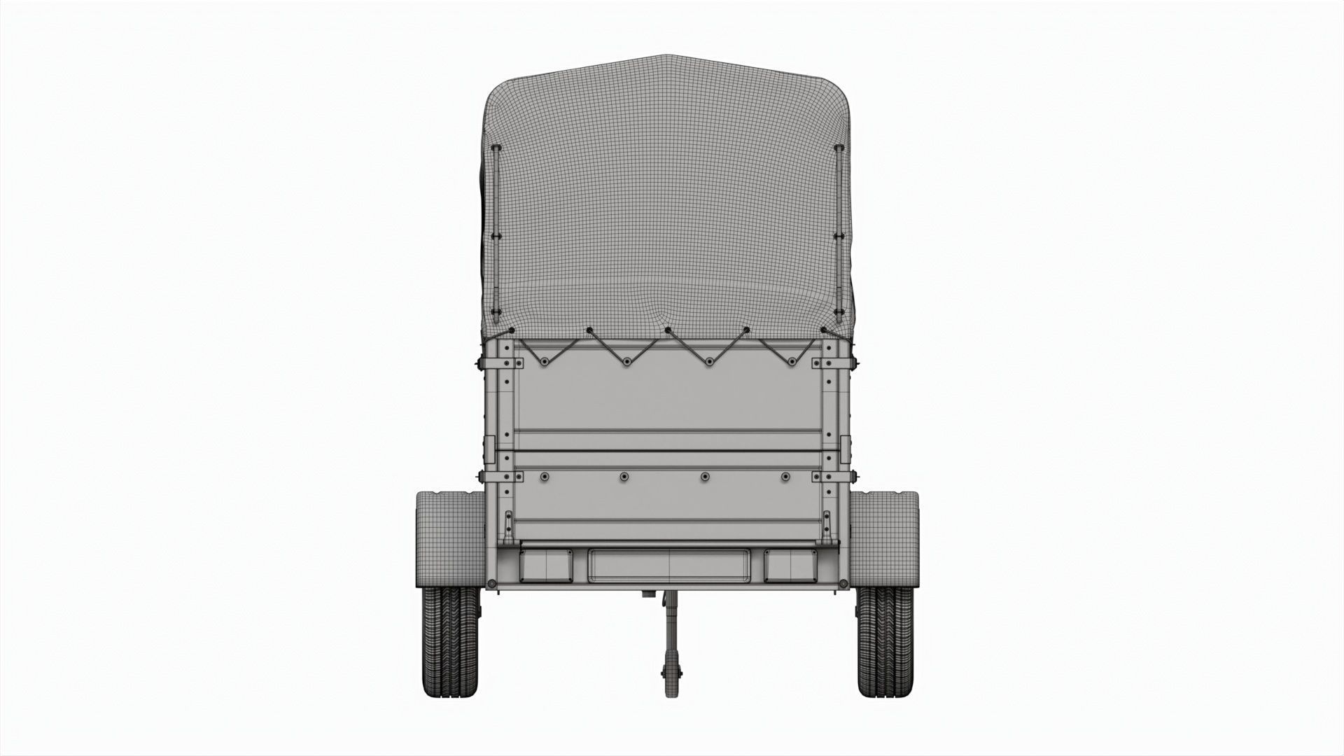 Single axle car trailer with extra walls cover high frame 3D model_15