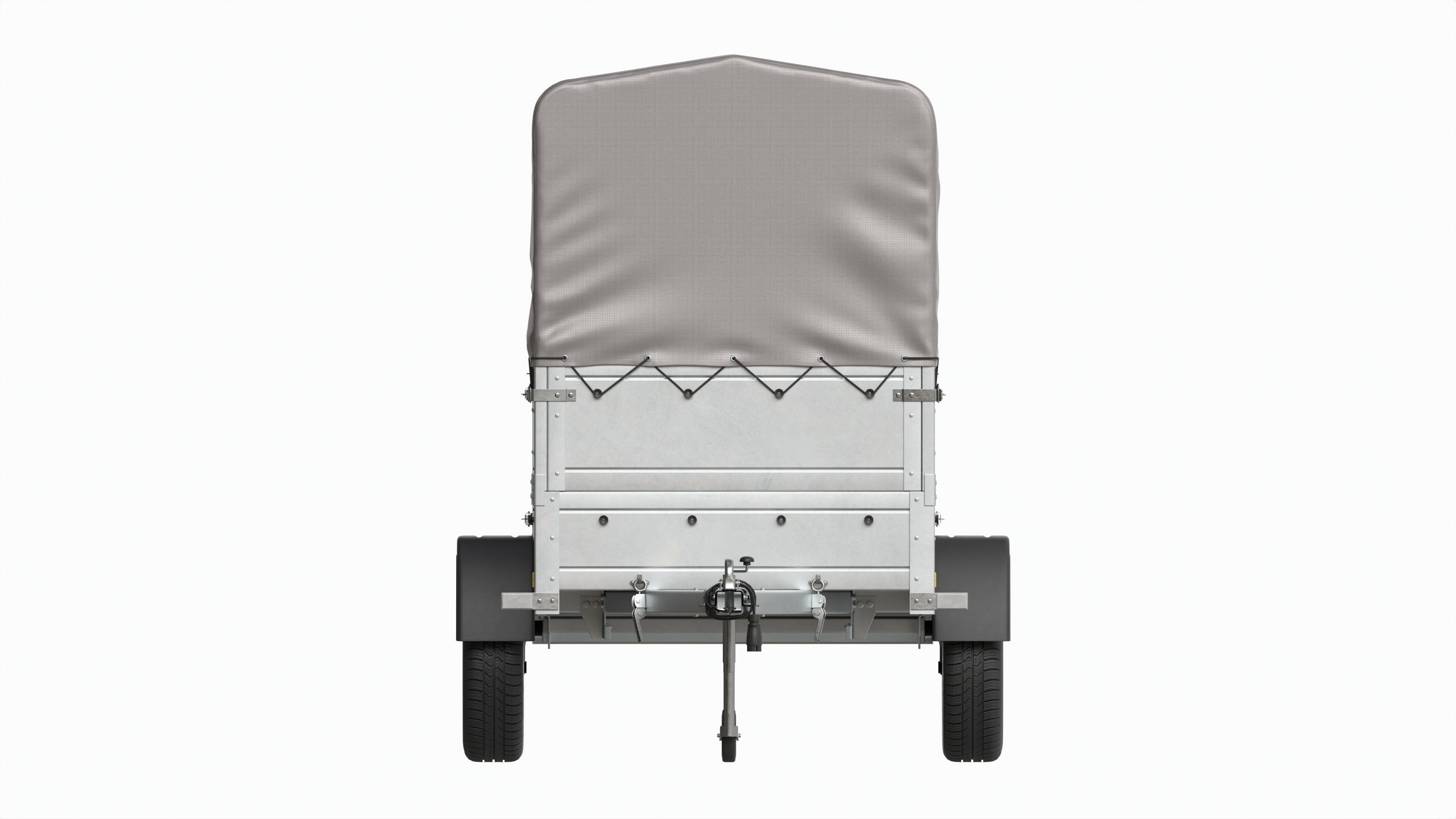 Single axle car trailer with extra walls cover high frame 3D model_10