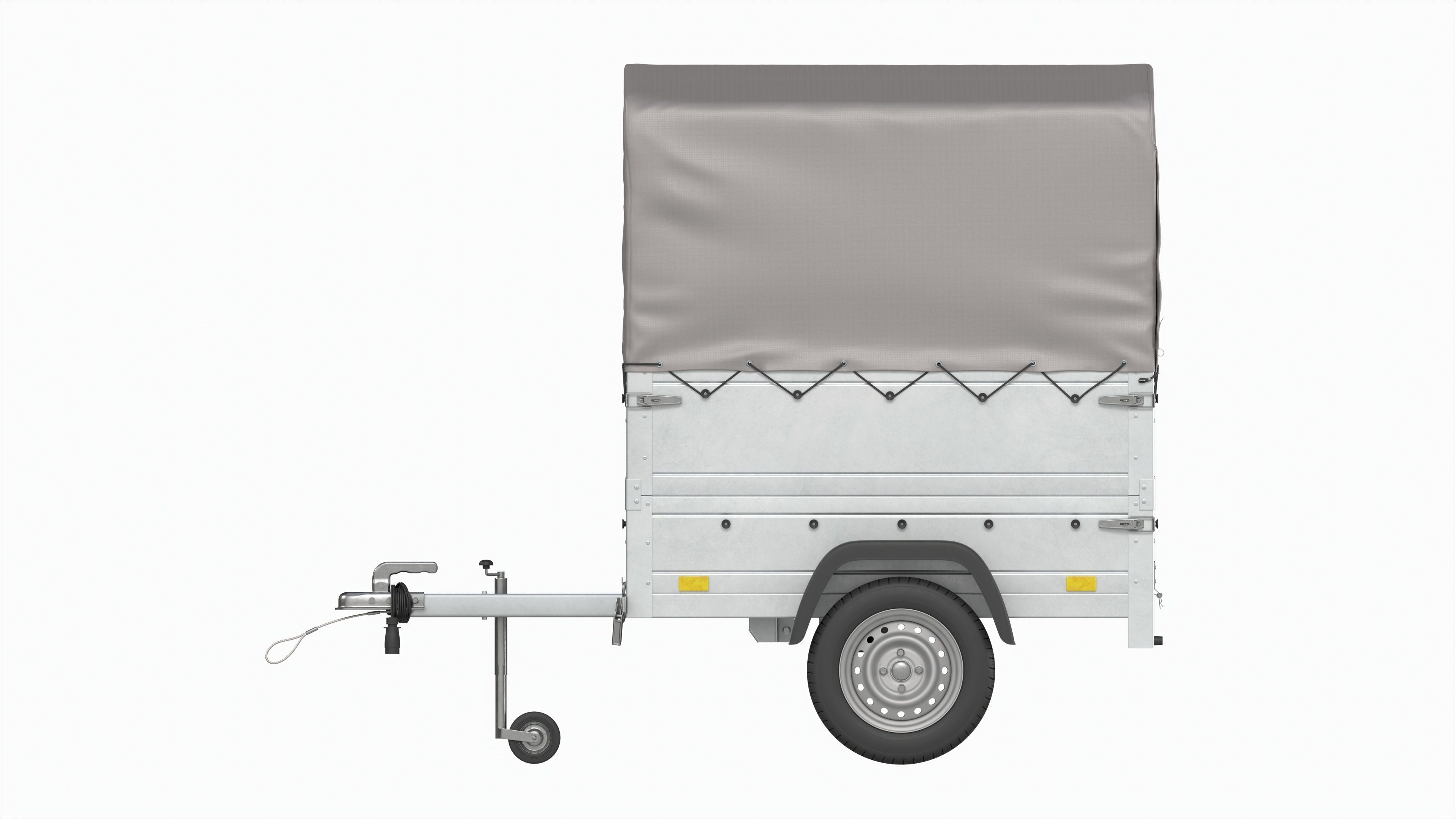 Single axle car trailer with extra walls cover high frame 3D model_8