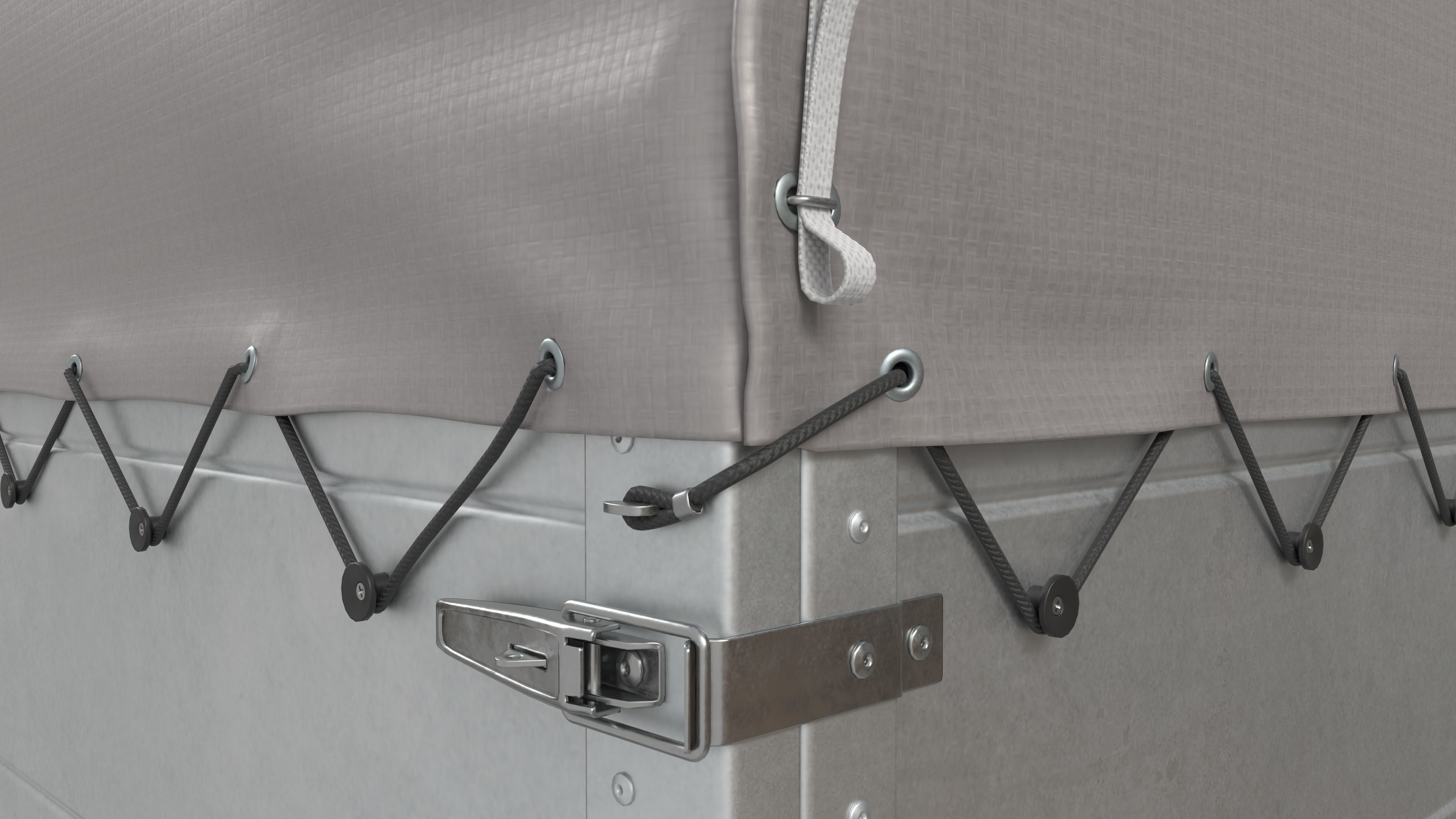 Single axle car trailer with extra walls cover high frame 3D model_4