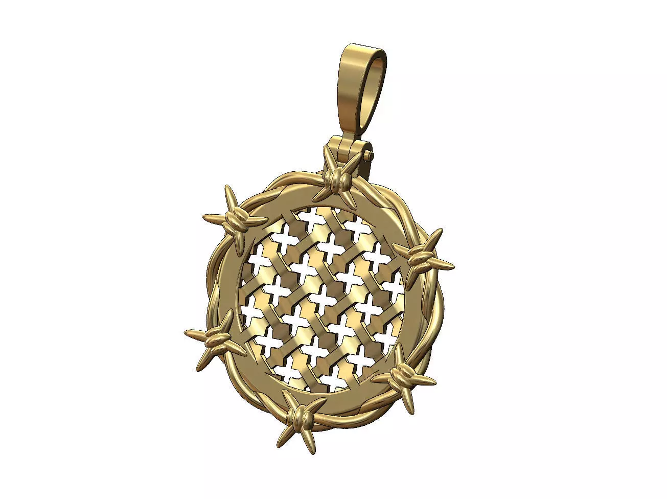 Moucharabieh barbwire thornes pendant with bail 3D print model