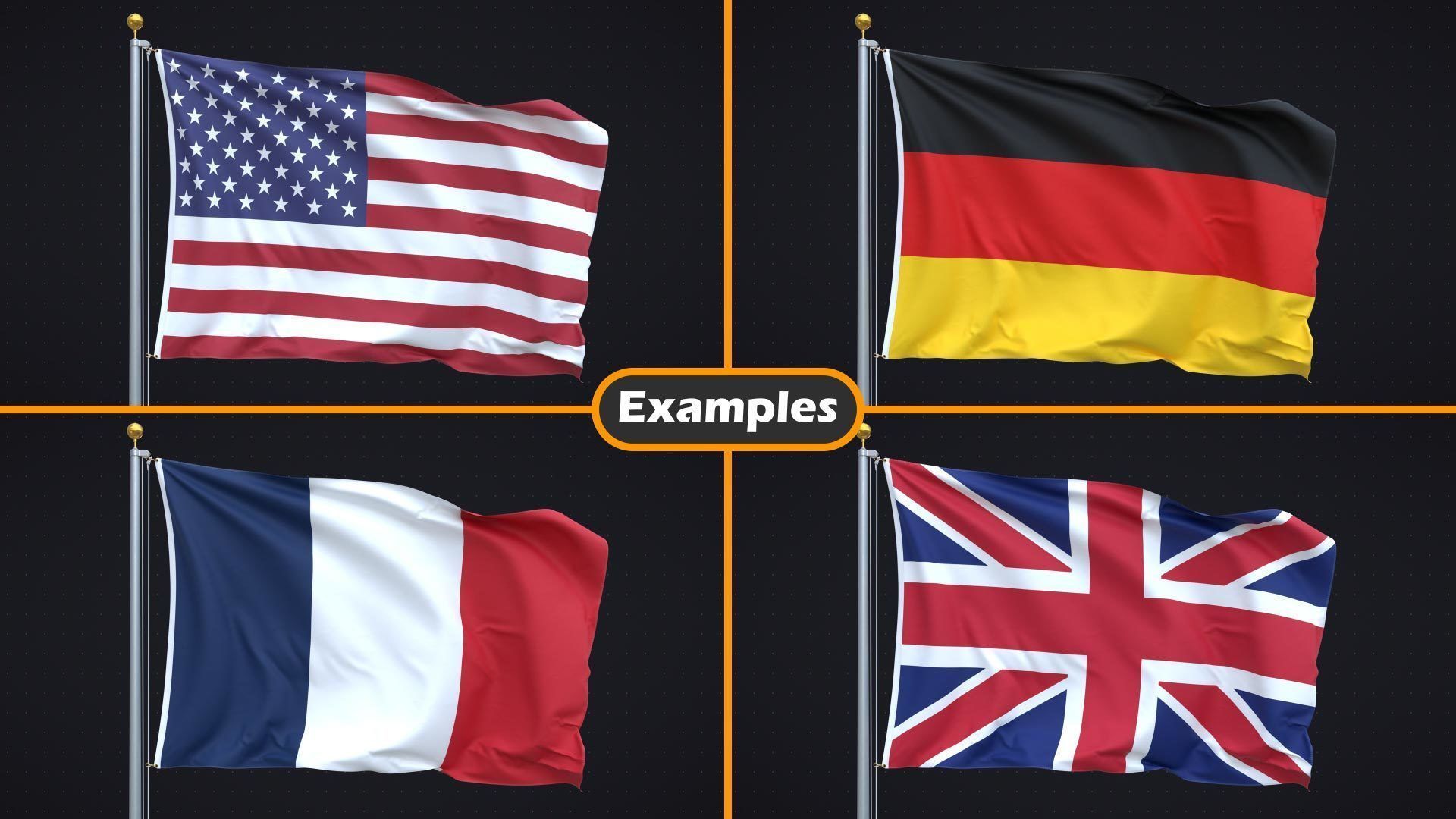 Flag Animated Looped 3D model_14