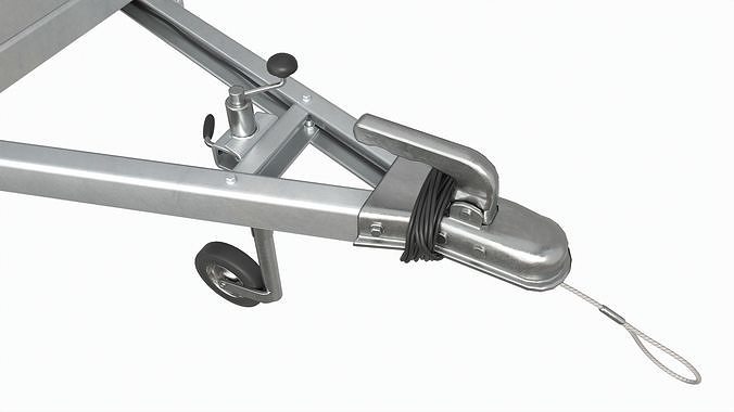 Single axle car trailer with extra walls cover jockey extended 3D model 7