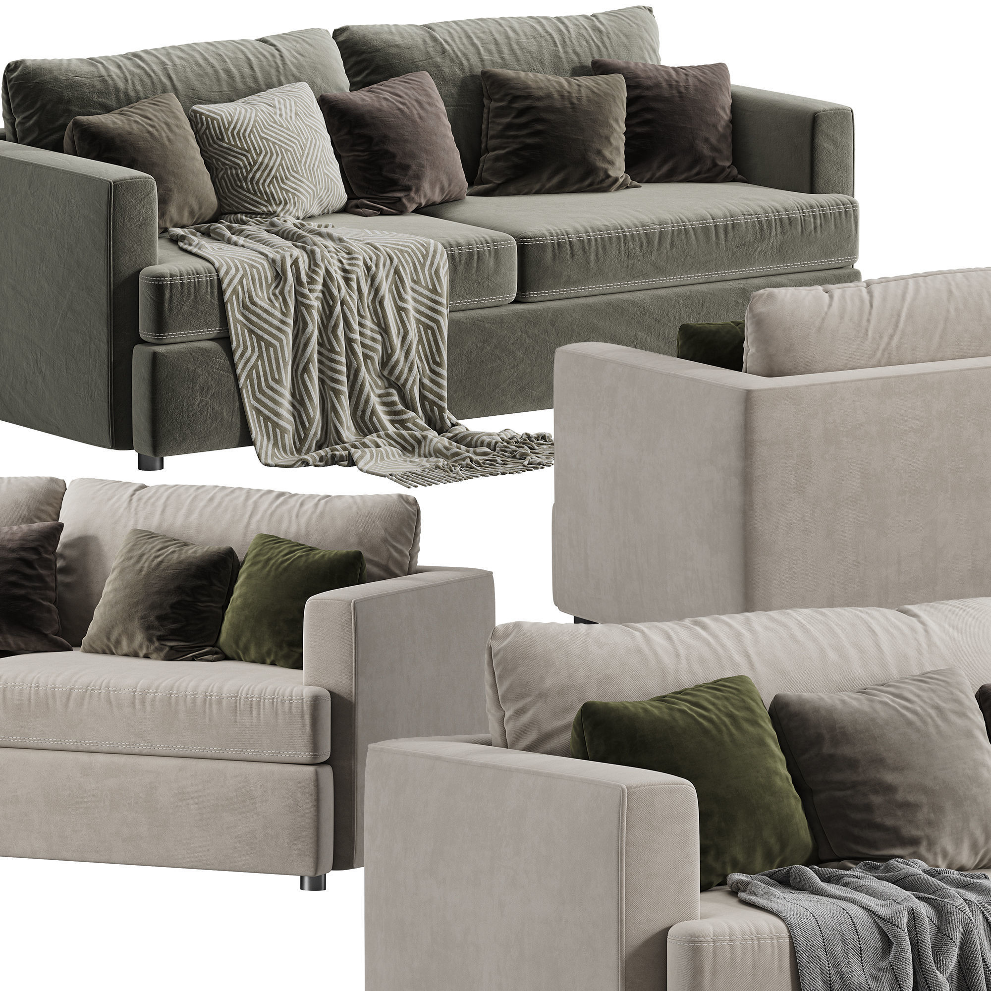 Lounge Sofa by crateandbarrel  set 2 3D model_2