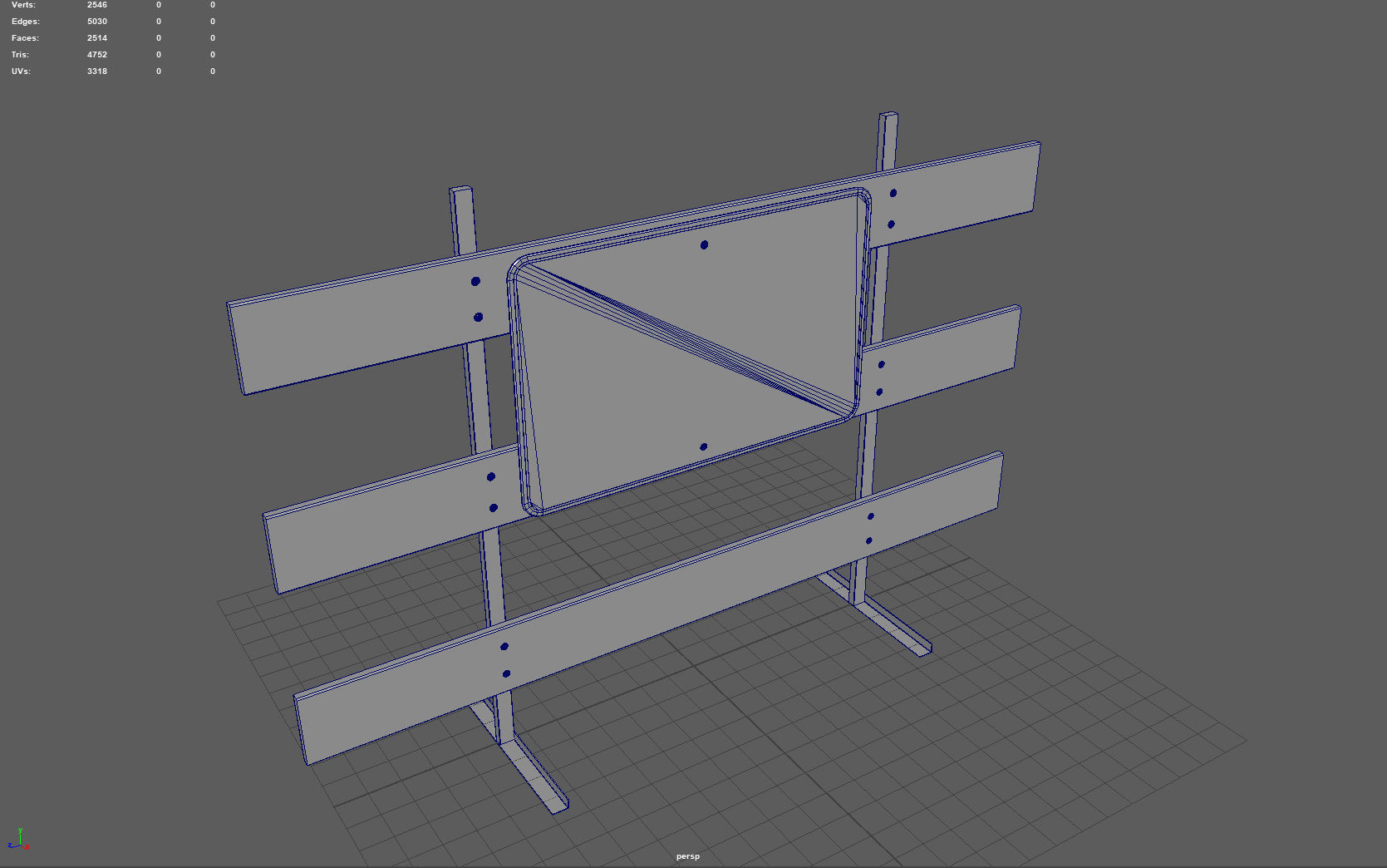 Road Closed Sign Low-poly 3D model_6