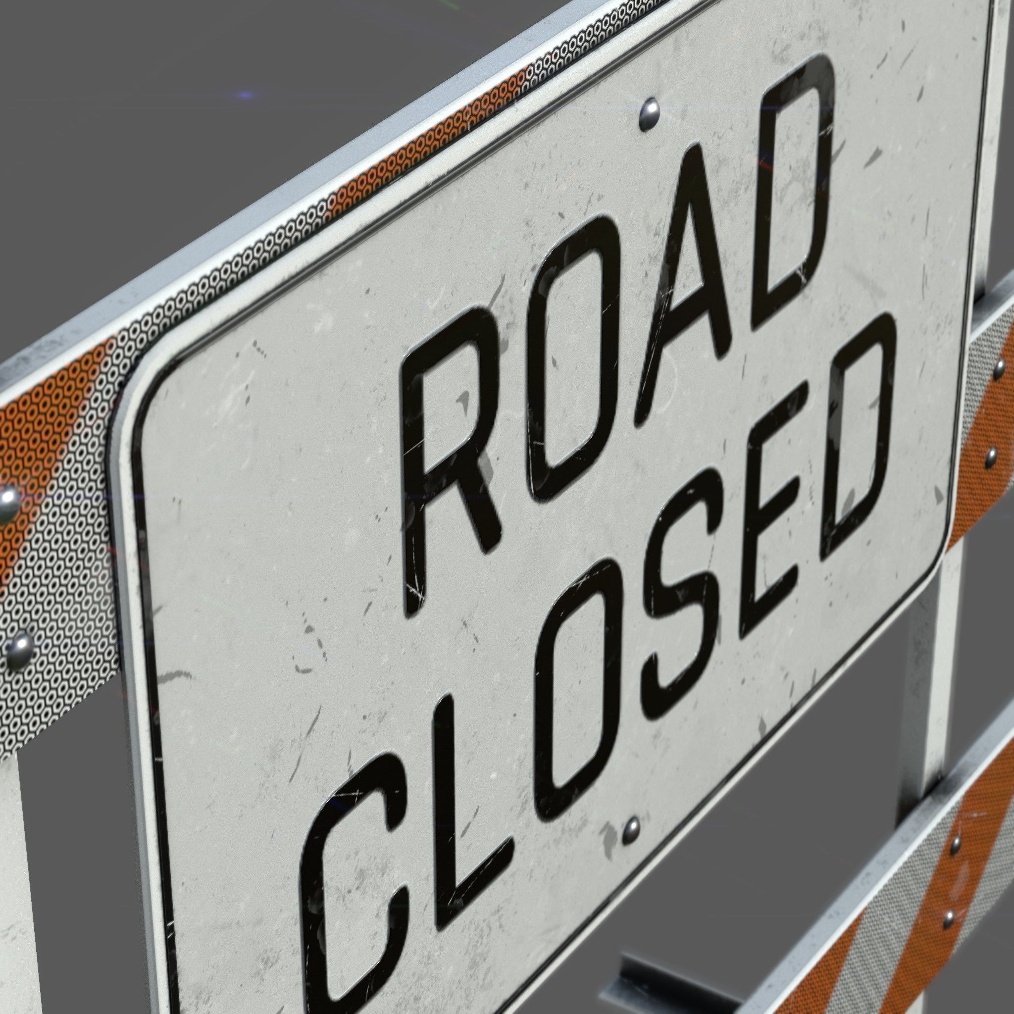 Road Closed Sign Low-poly 3D model_3
