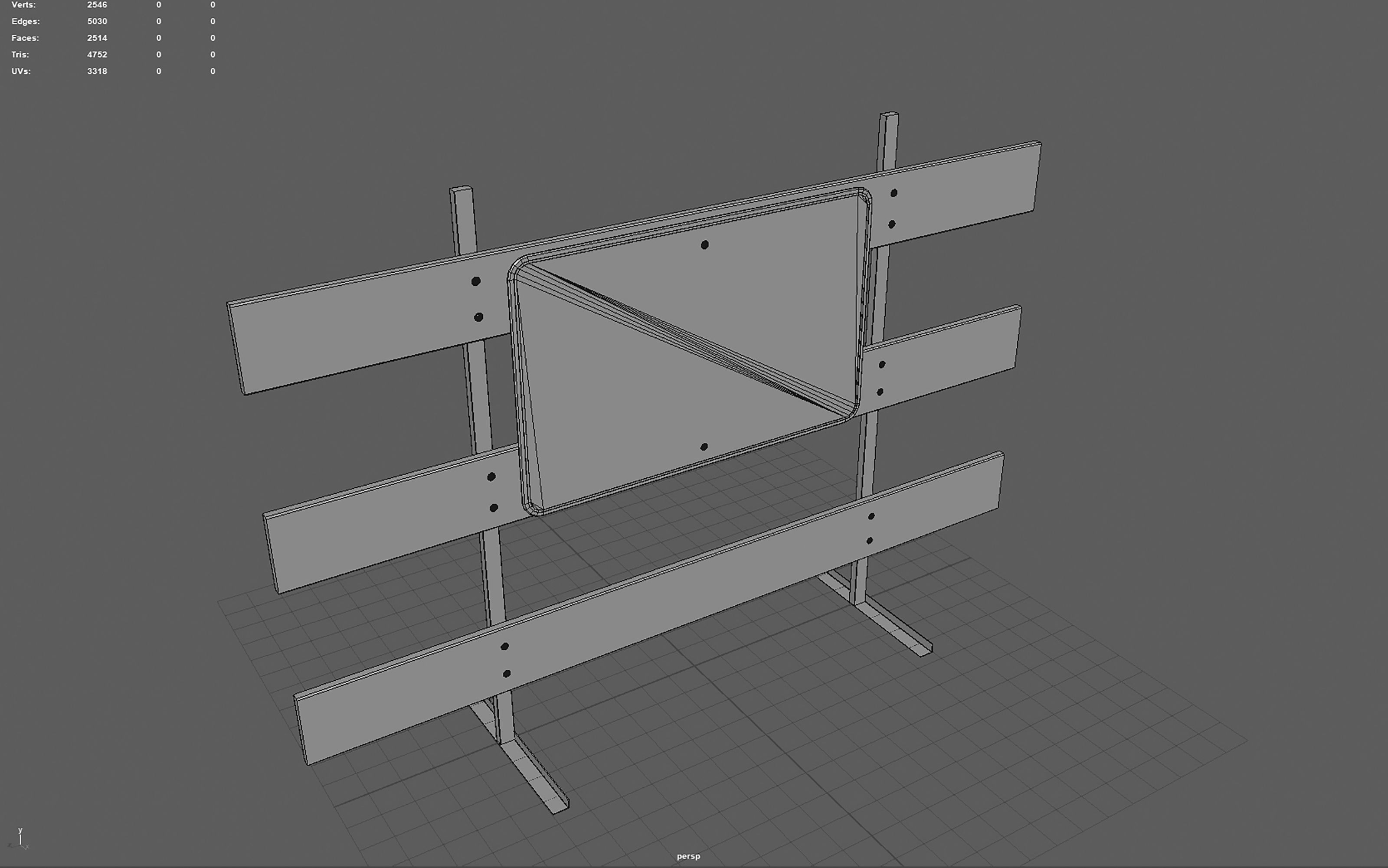 Road Closed Sign Low-poly 3D model_11