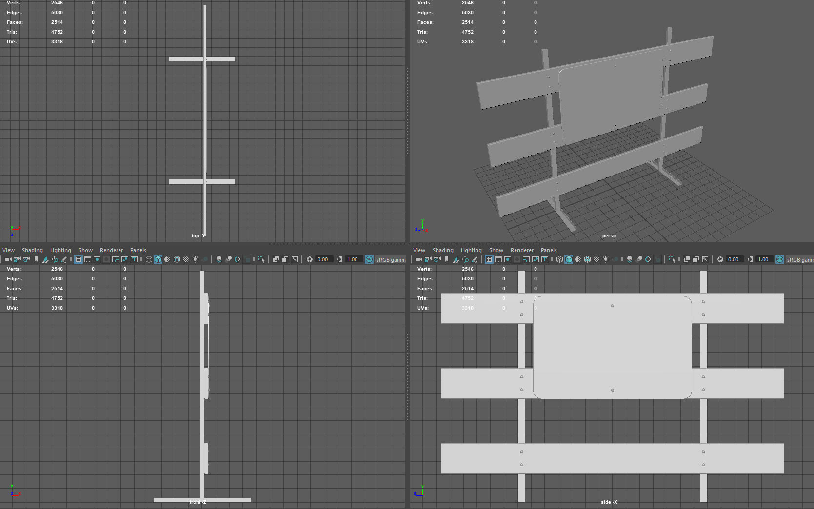 Road Closed Sign Low-poly 3D model_8