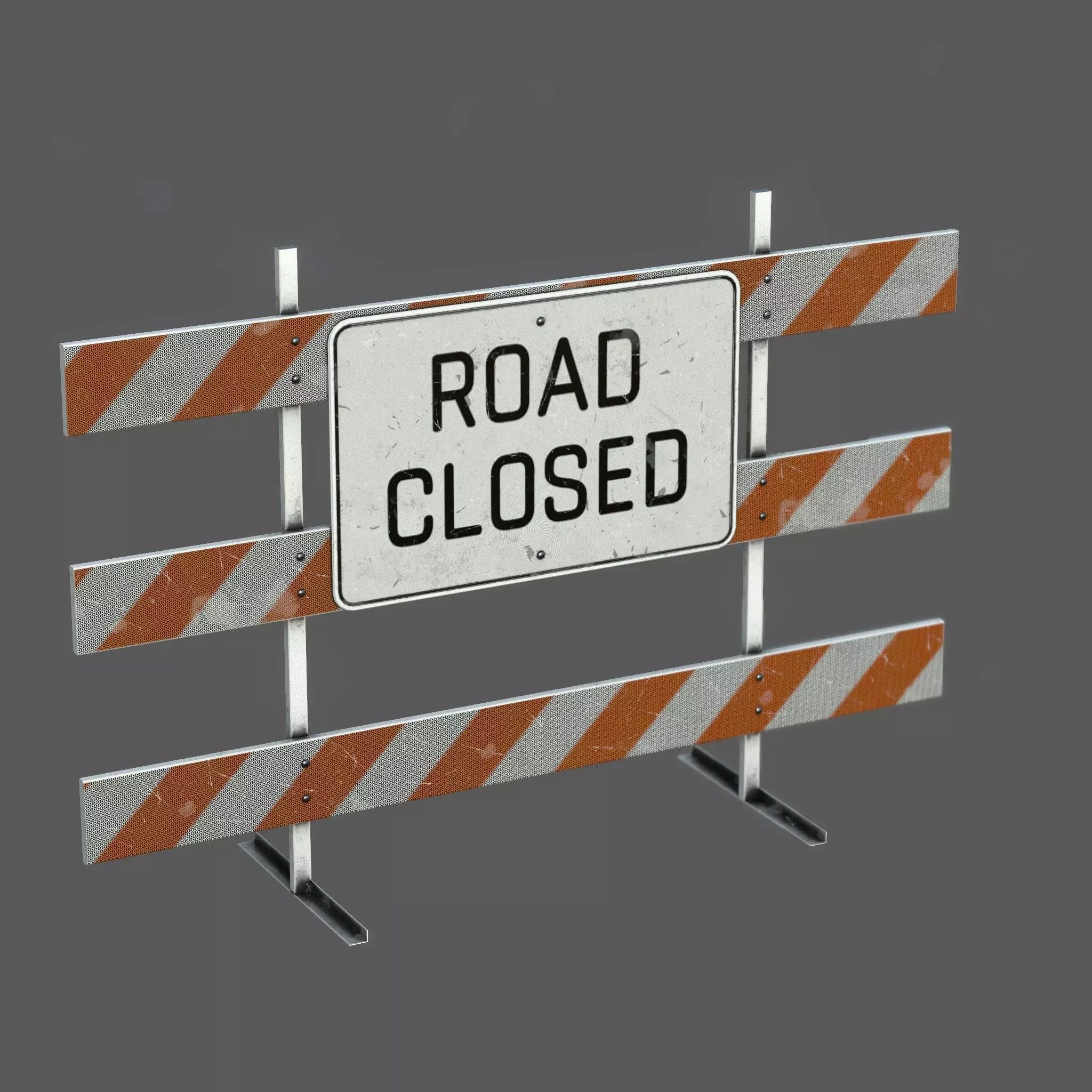 Road Closed Sign Low-poly 3D model_0