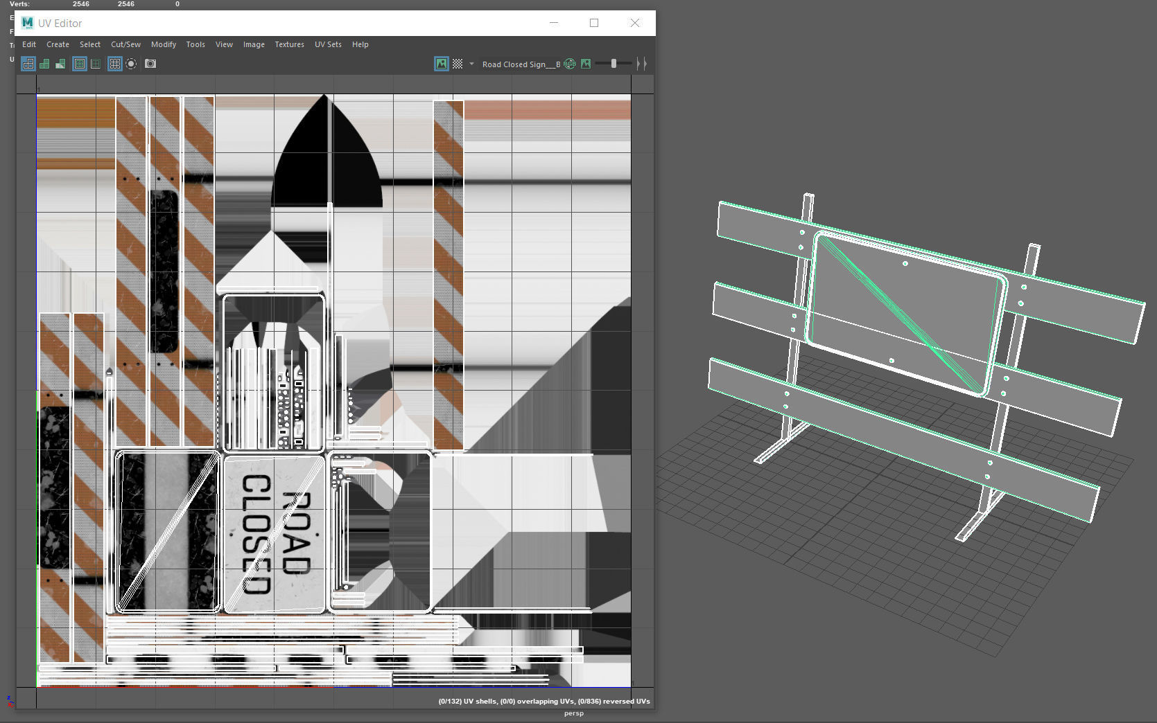 Road Closed Sign Low-poly 3D model_10