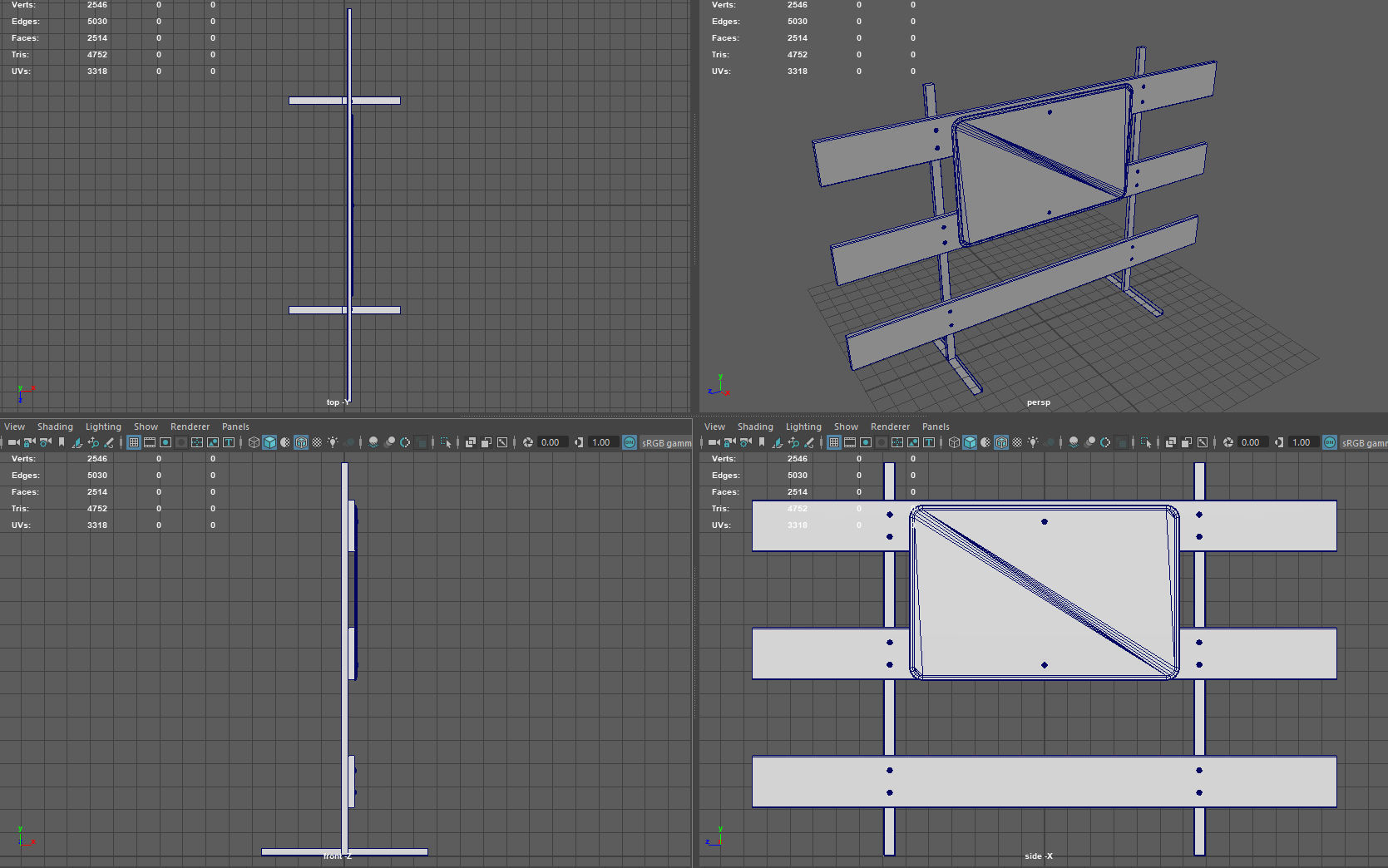 Road Closed Sign Low-poly 3D model_9