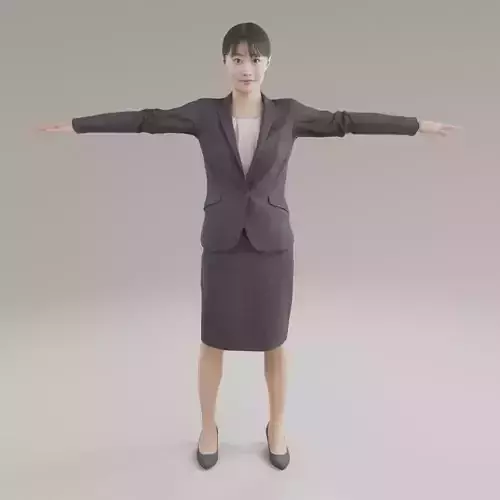 Asian suit woman animation 3D 172 Hina Low-poly 3D model