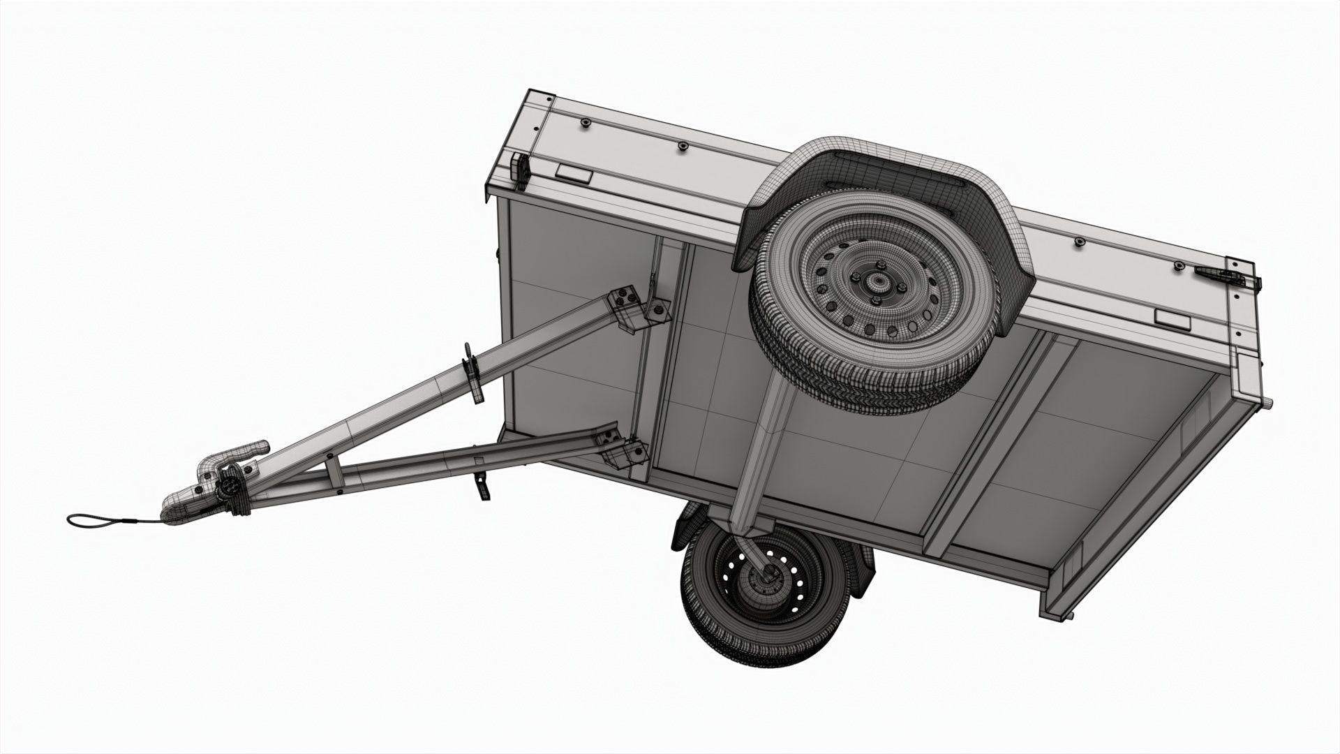 Single axle car trailer 3D model_15