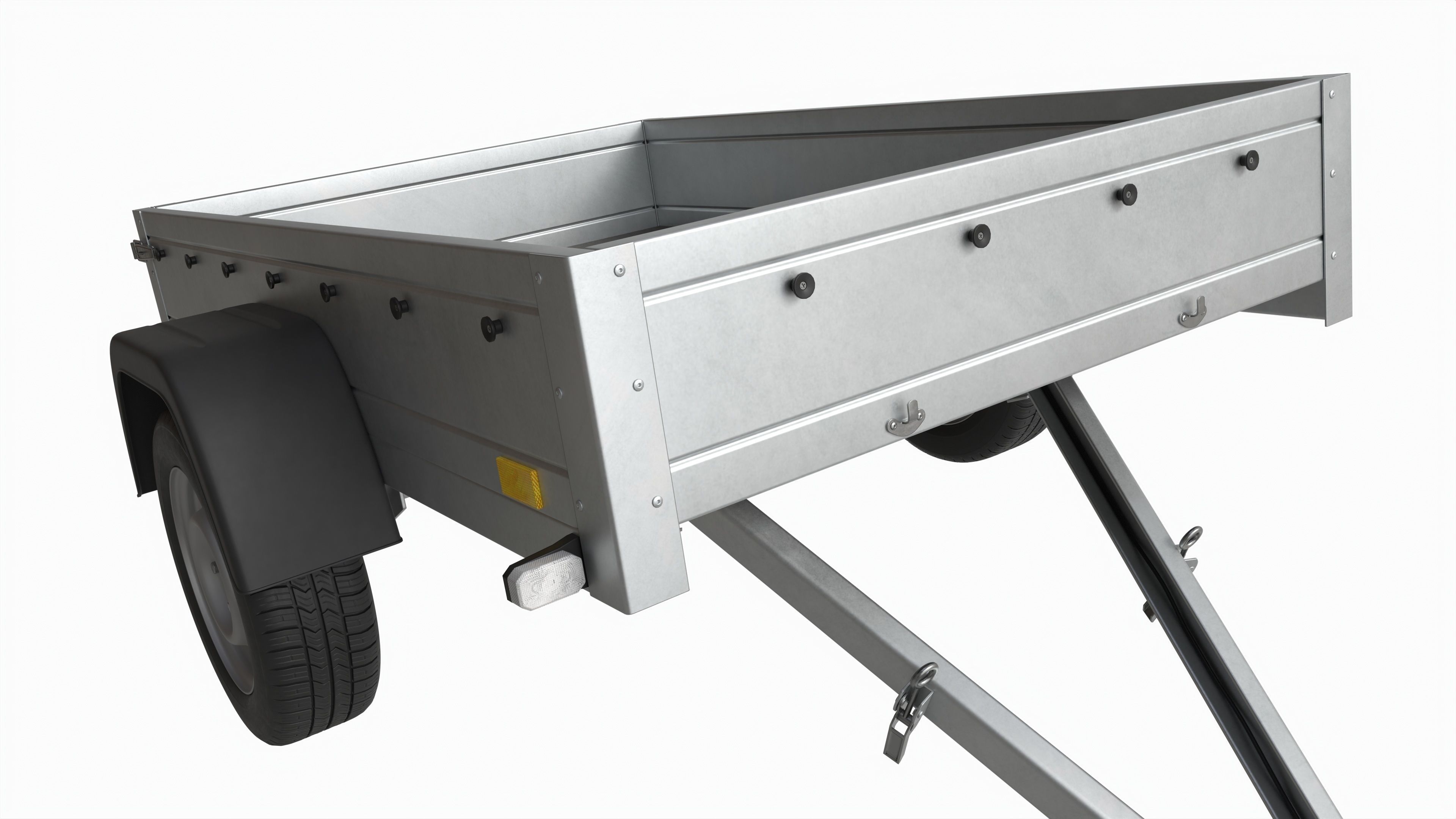 Single axle car trailer 3D model_4