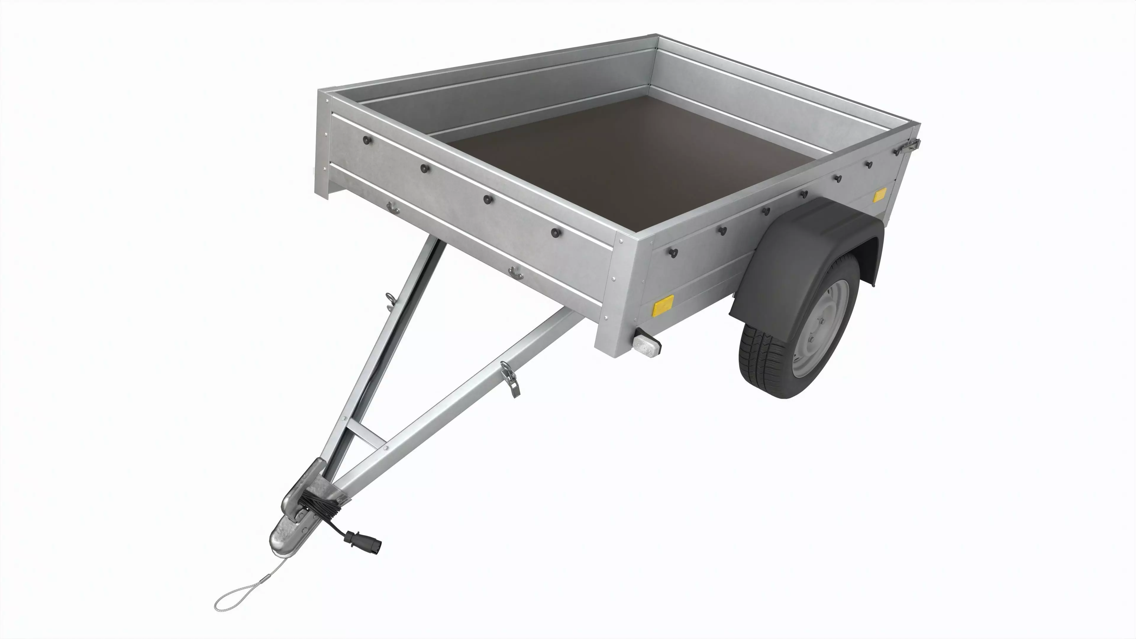 Single axle car trailer 3D model_0