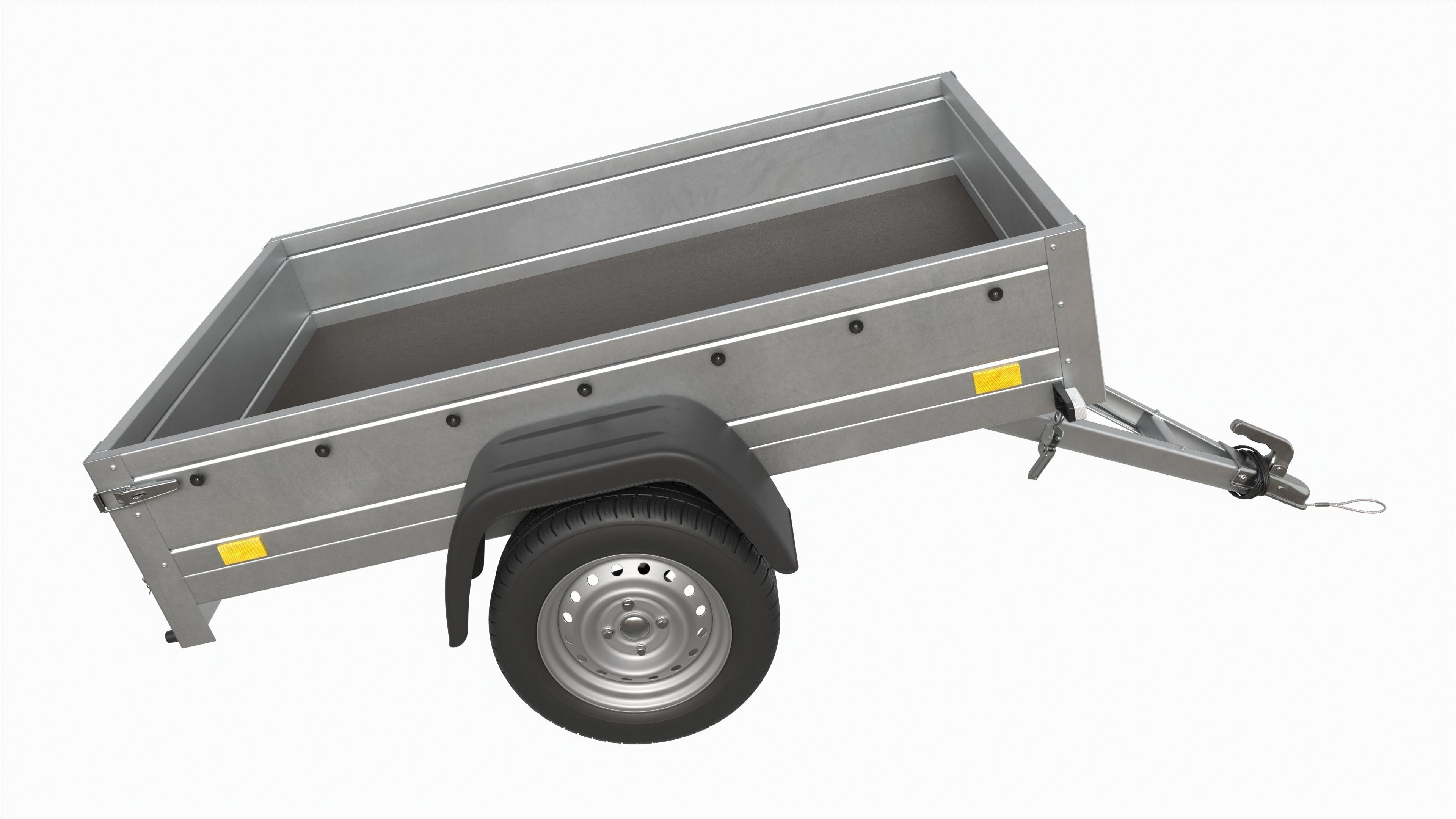 Single axle car trailer 3D model_2