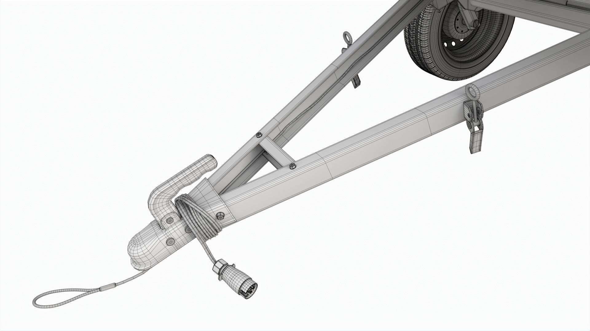 Single axle car trailer 3D model_16