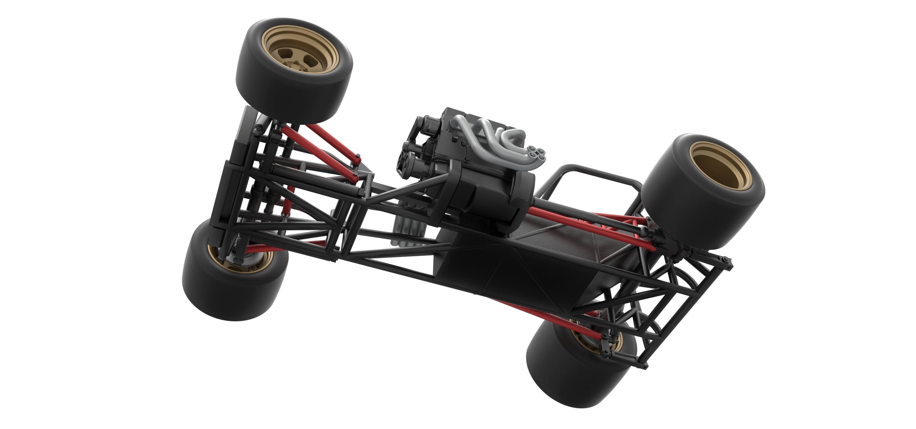 Supermodified front engine race car Base Scale 1 to 25 3D print model_3