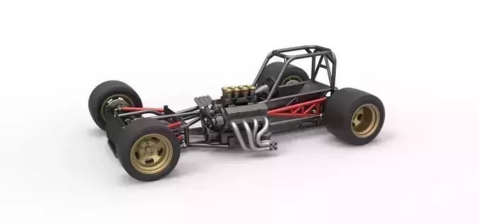Supermodified front engine race car Base Scale 1 to 25 3D print model
