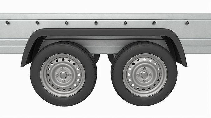 Double axle car trailer jockey wheel extended 3D model 6