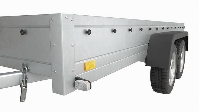 Double axle car trailer jockey wheel extended 3D model 5