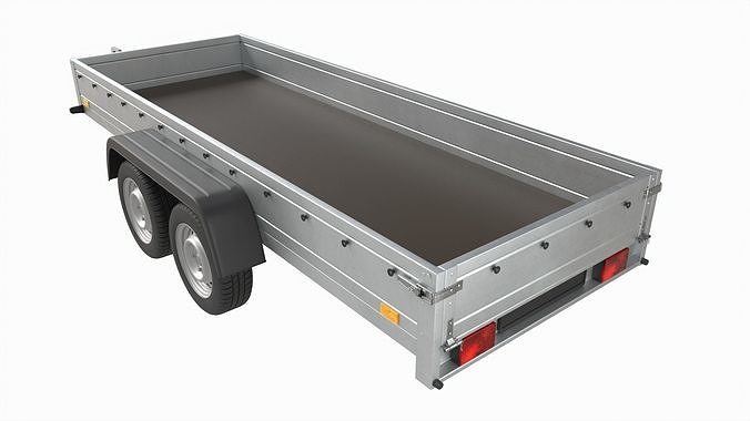 Double axle car trailer jockey wheel extended 3D model 4