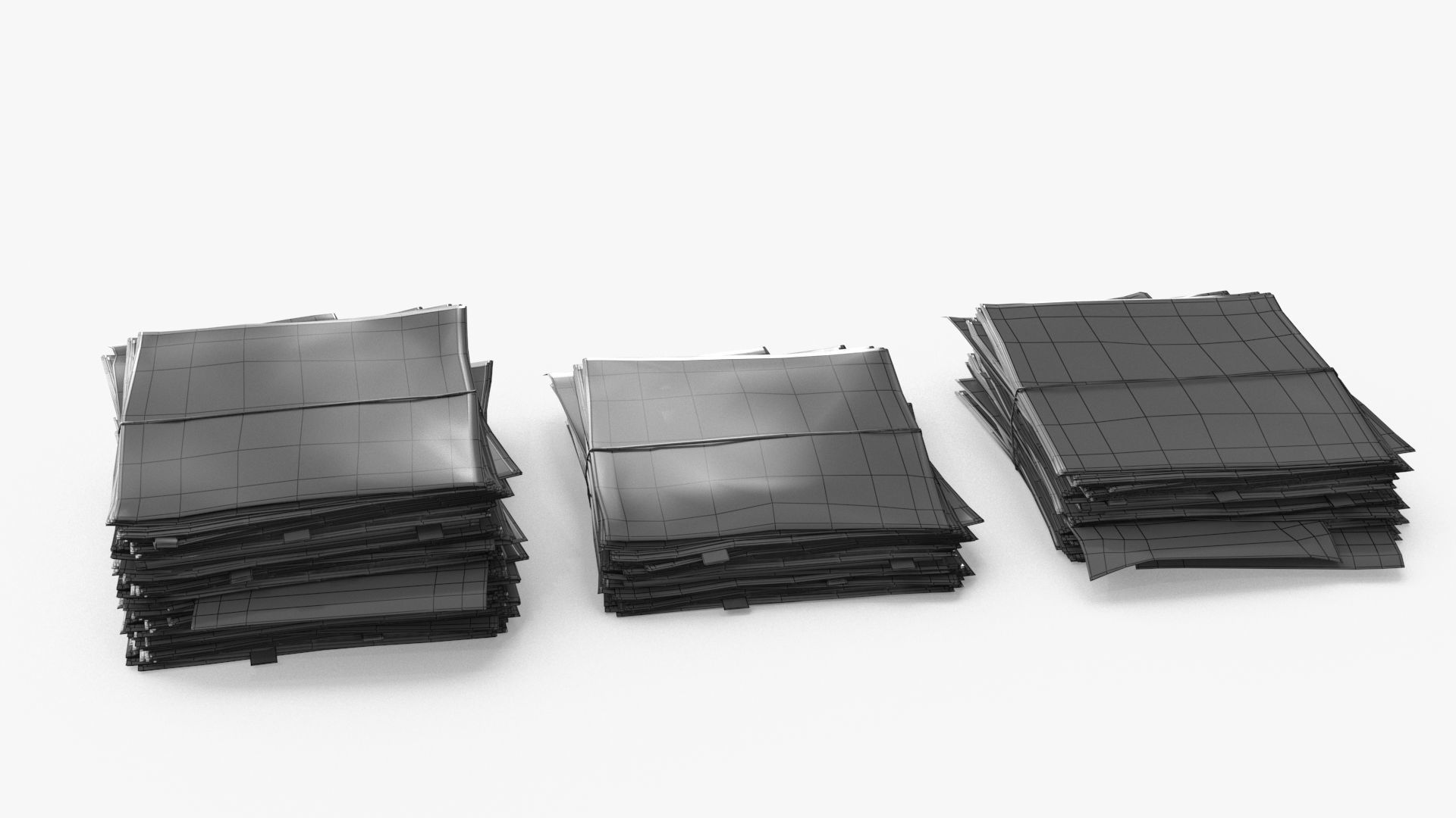 Pile of Paper Files Archive stack Set of 3 Low-poly 3D model_16