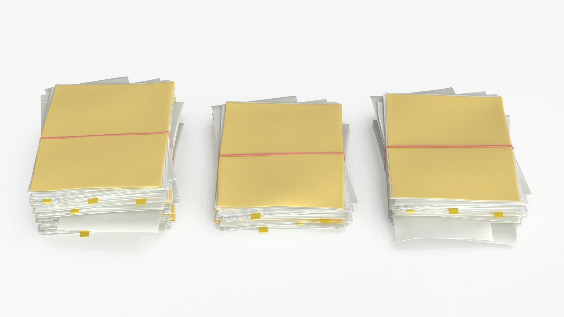 Pile of Paper Files Archive stack Set of 3 Low-poly 3D model_2