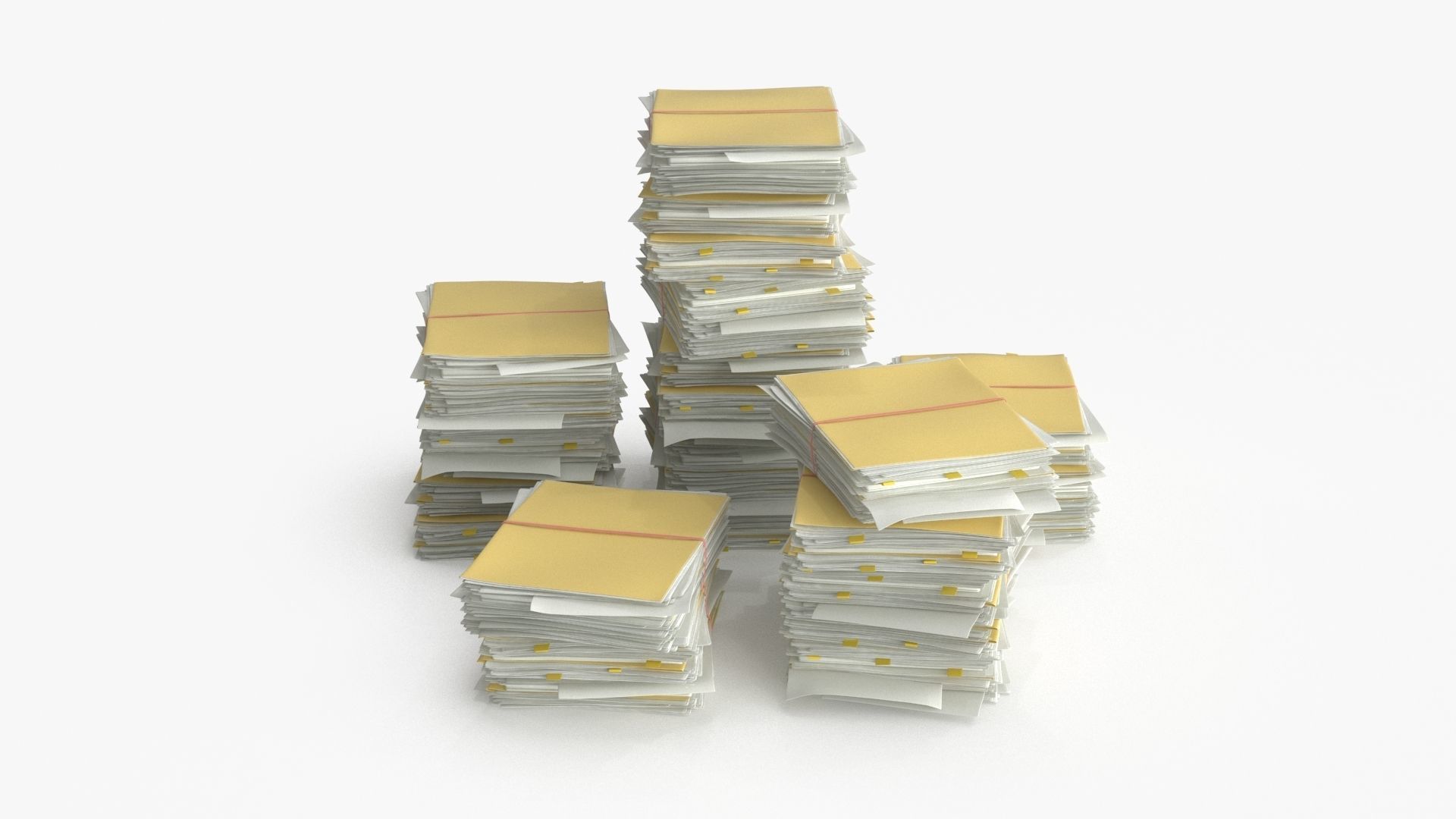 Pile of Paper Files Archive stack Set of 3 Low-poly 3D model_7